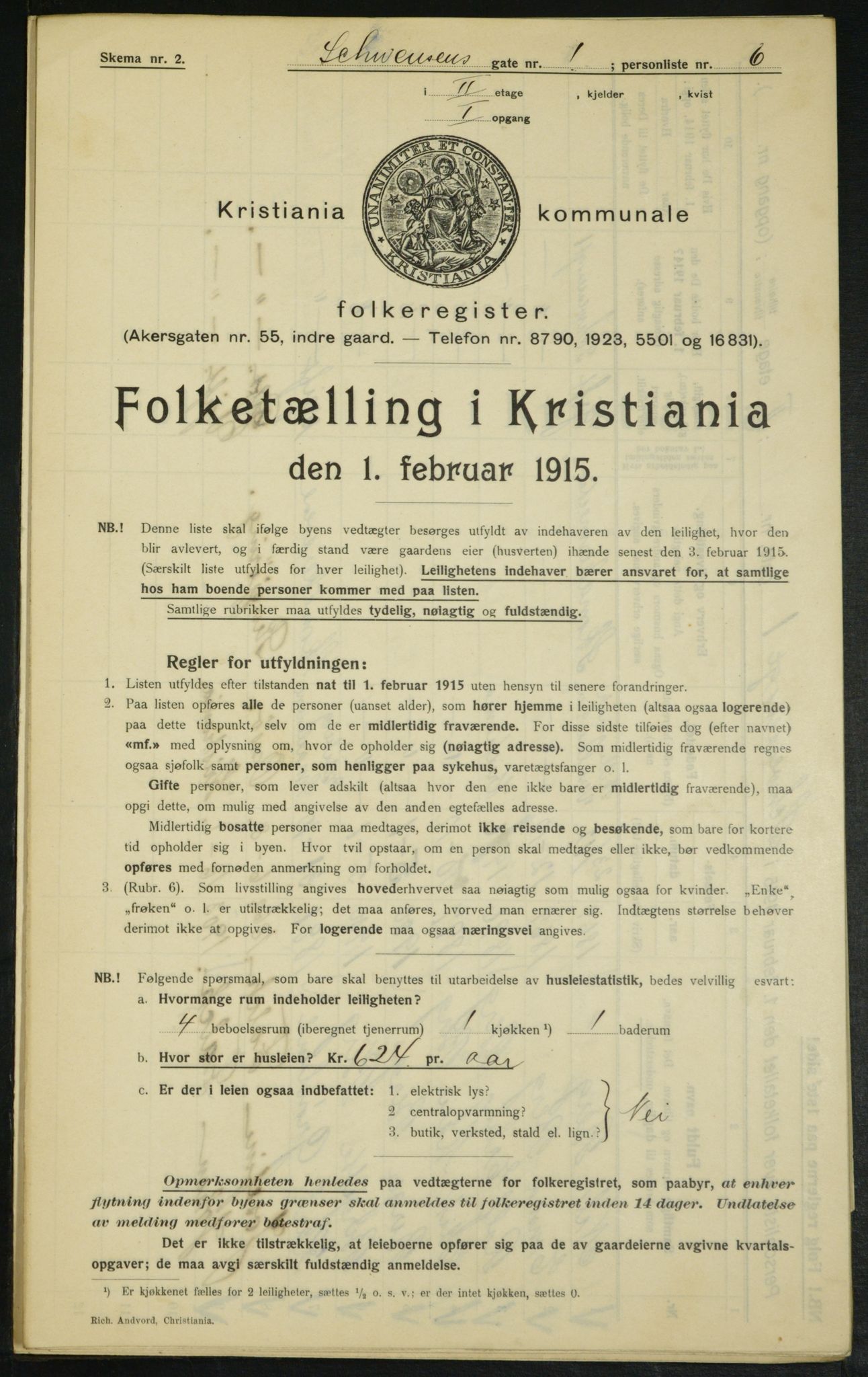 OBA, Municipal Census 1915 for Kristiania, 1915, p. 92329