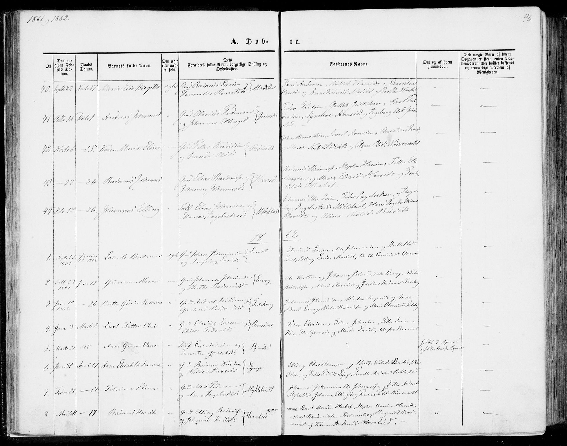 Ministerialprotokoller, klokkerbøker og fødselsregistre - Møre og Romsdal, SAT/A-1454/510/L0121: Parish register (official) no. 510A01, 1848-1877, p. 46