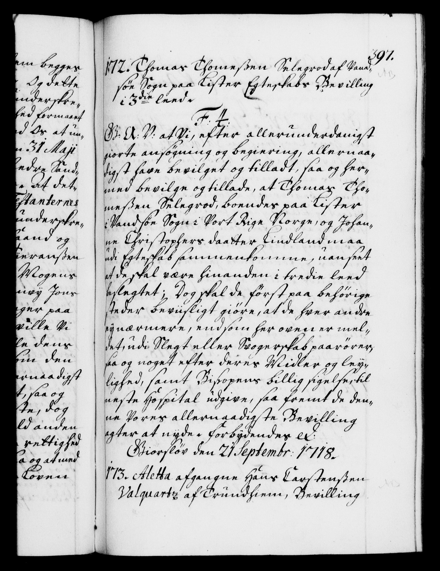 Danske Kanselli 1572-1799, AV/RA-EA-3023/F/Fc/Fca/Fcaa/L0022: Norske registre, 1716-1719, p. 397a