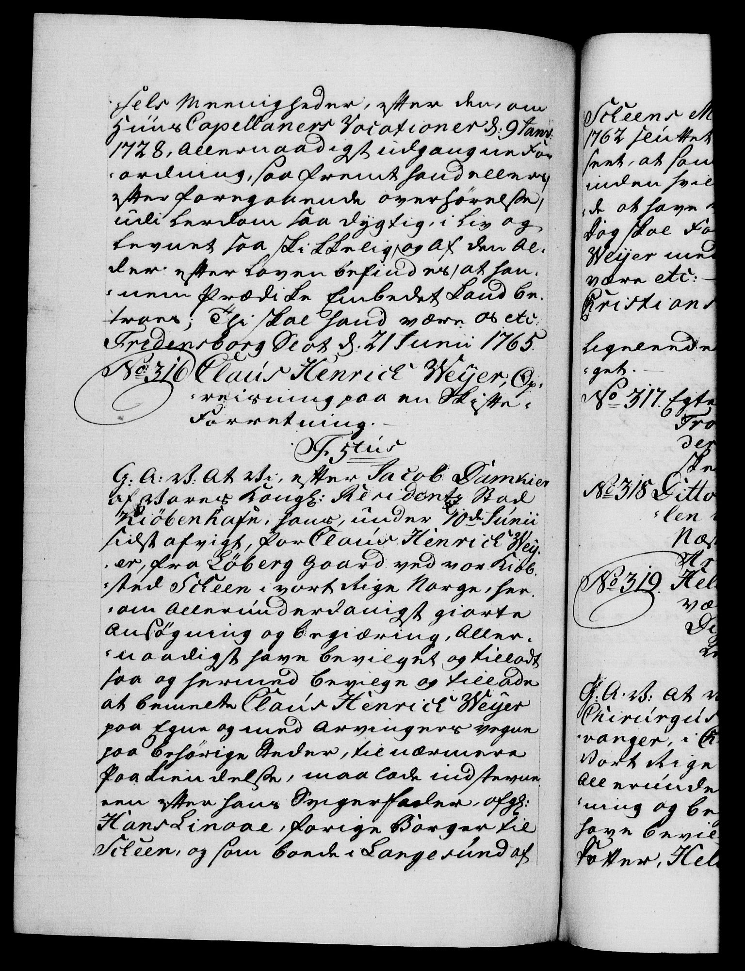 Danske Kanselli 1572-1799, AV/RA-EA-3023/F/Fc/Fca/Fcaa/L0042: Norske registre, 1763-1766, p. 648b