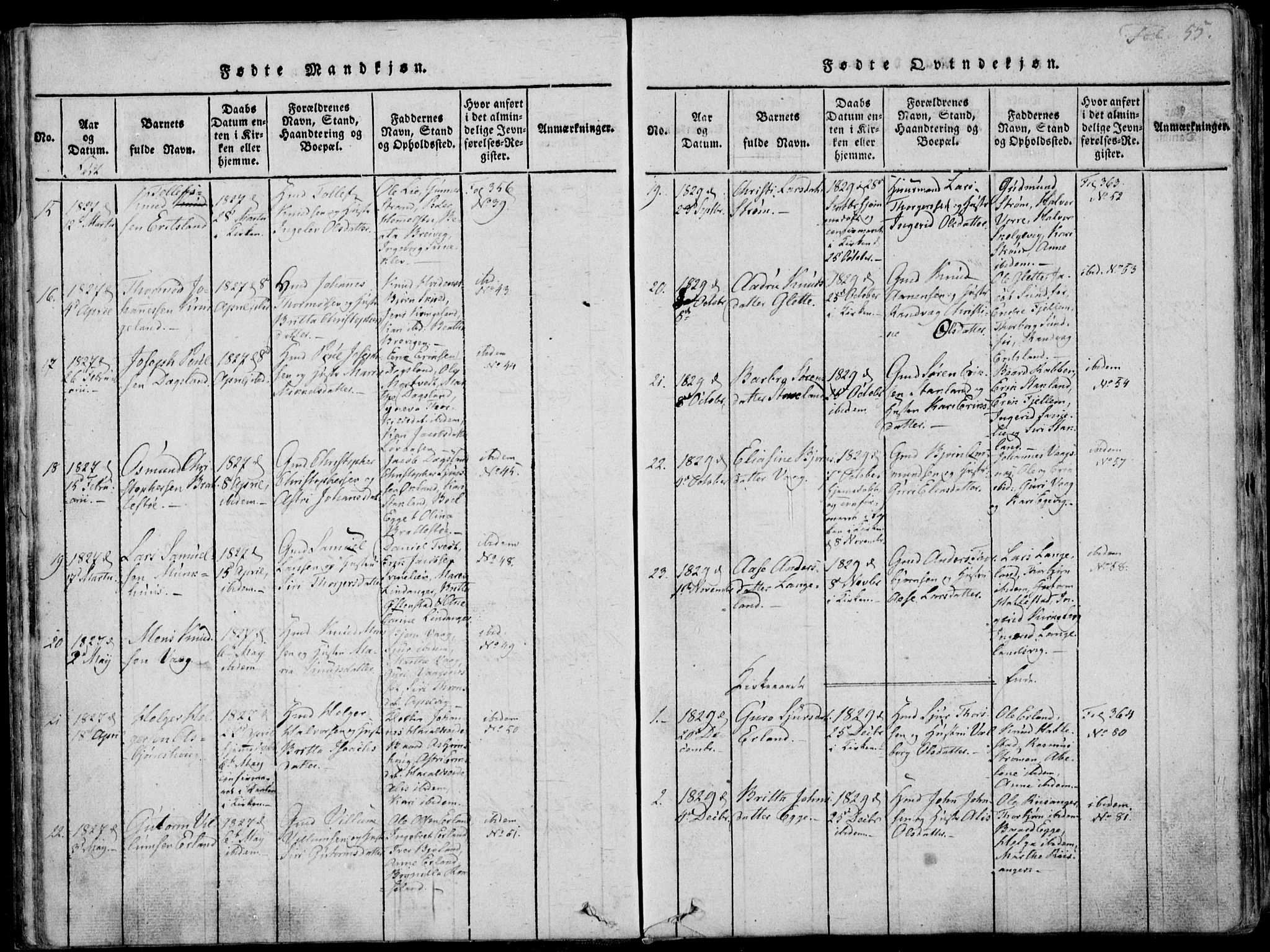 Skjold sokneprestkontor, SAST/A-101847/H/Ha/Haa/L0003: Parish register (official) no. A 3, 1815-1835, p. 55