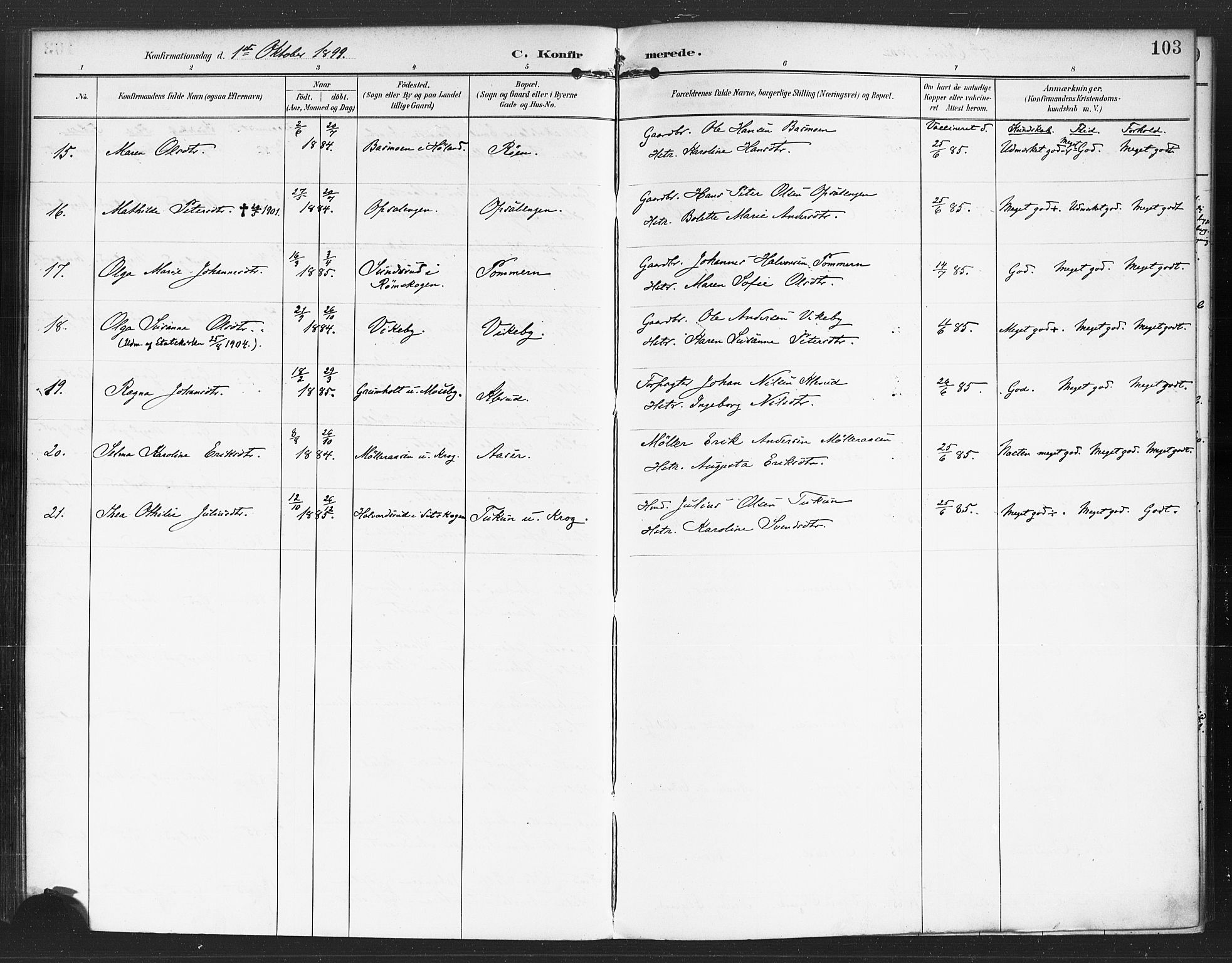 Rødenes prestekontor Kirkebøker, AV/SAO-A-2005/F/Fa/L0010: Parish register (official) no. I 10, 1890-1900, p. 103