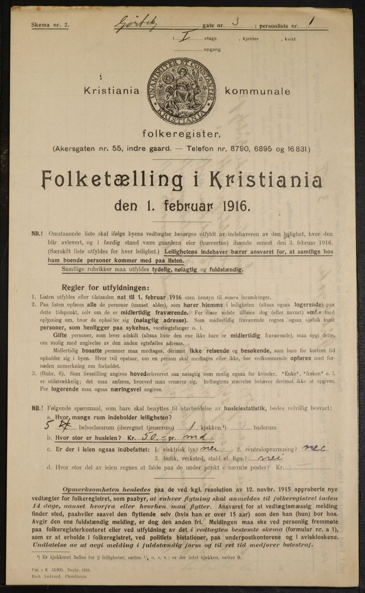 OBA, Municipal Census 1916 for Kristiania, 1916, p. 33234