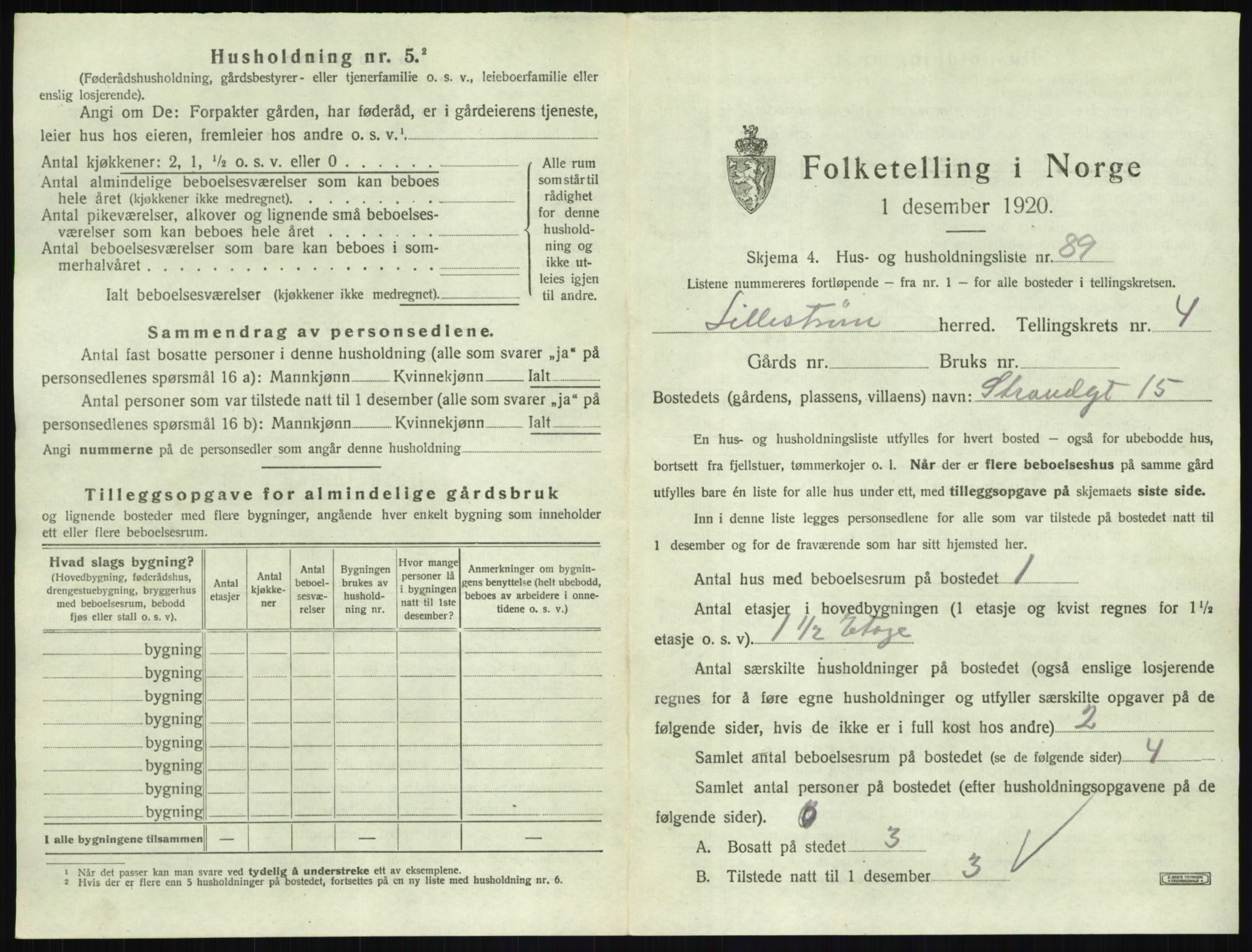 SAO, 1920 census for Lillestrøm, 1920, p. 1444