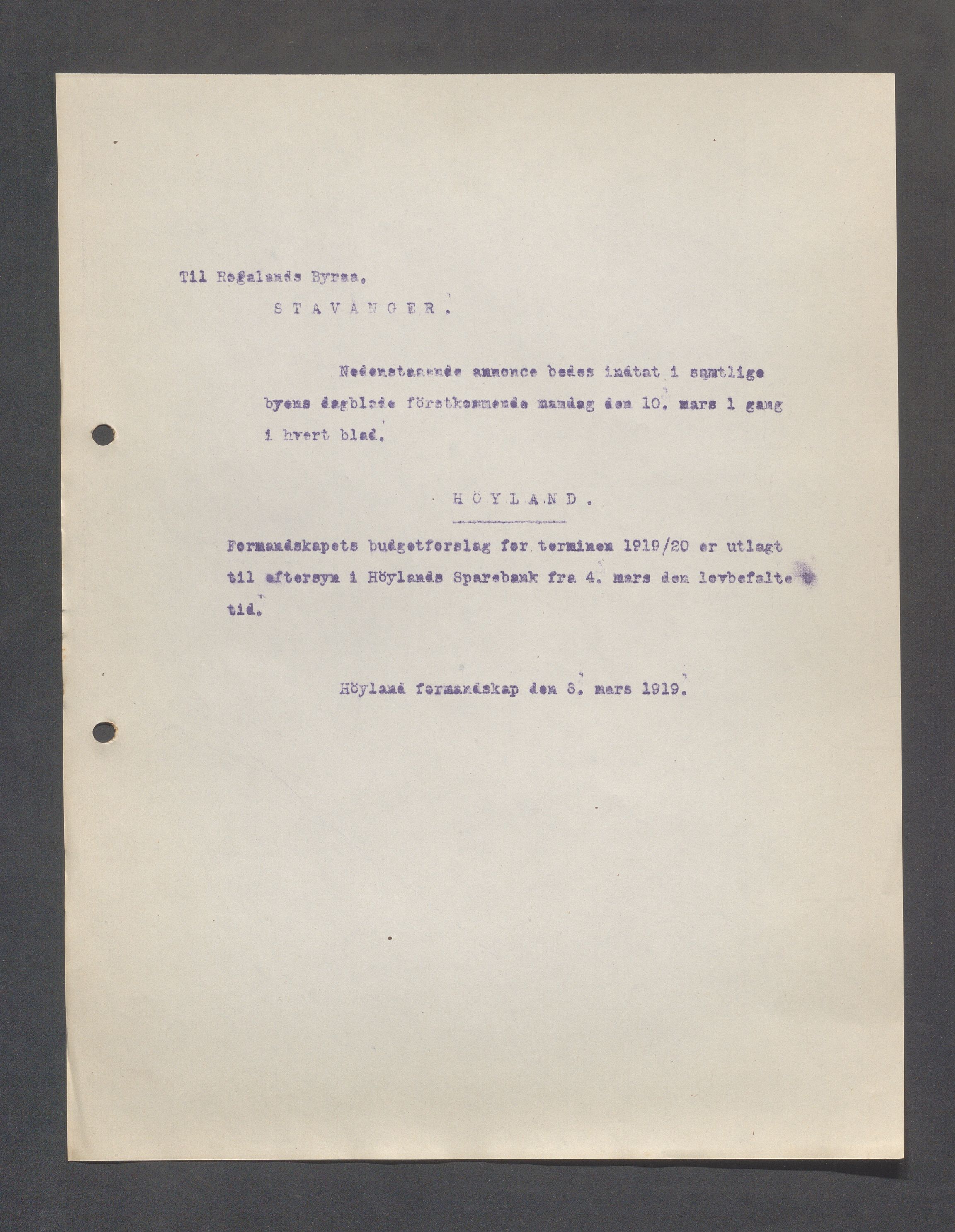 Høyland kommune - Formannskapet, IKAR/K-100046/B/L0005: Kopibok, 1918-1921, p. 548