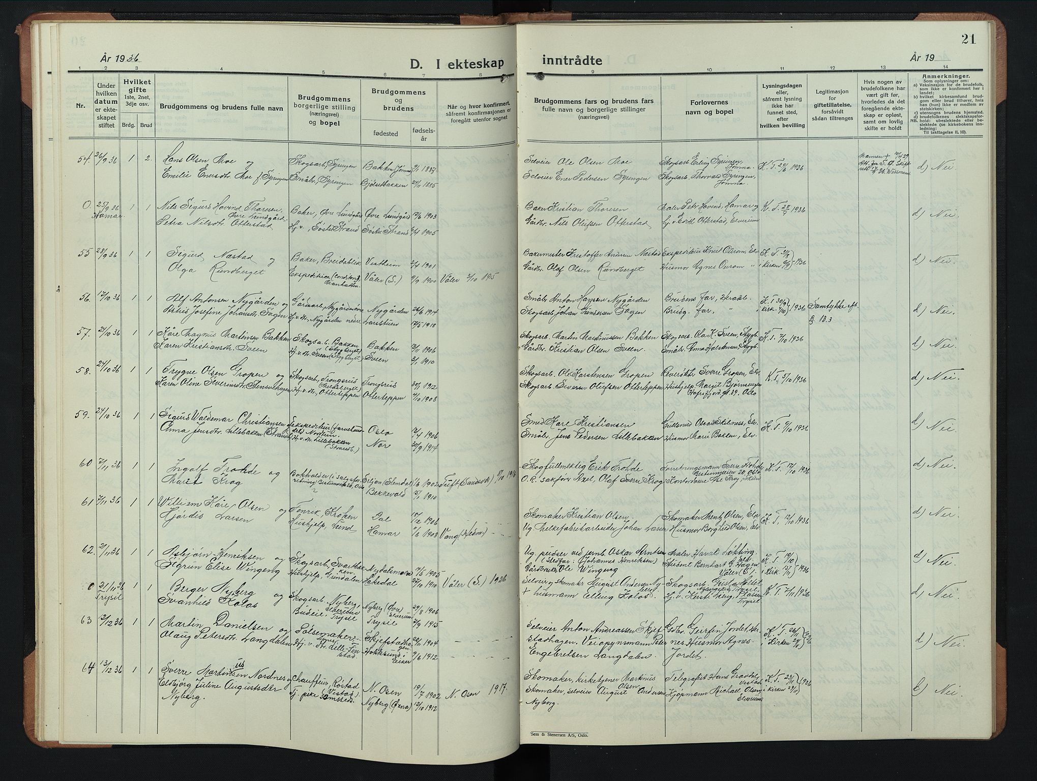 Elverum prestekontor, AV/SAH-PREST-044/H/Ha/Hab/L0033: Parish register (copy) no. 33, 1934-1947, p. 21