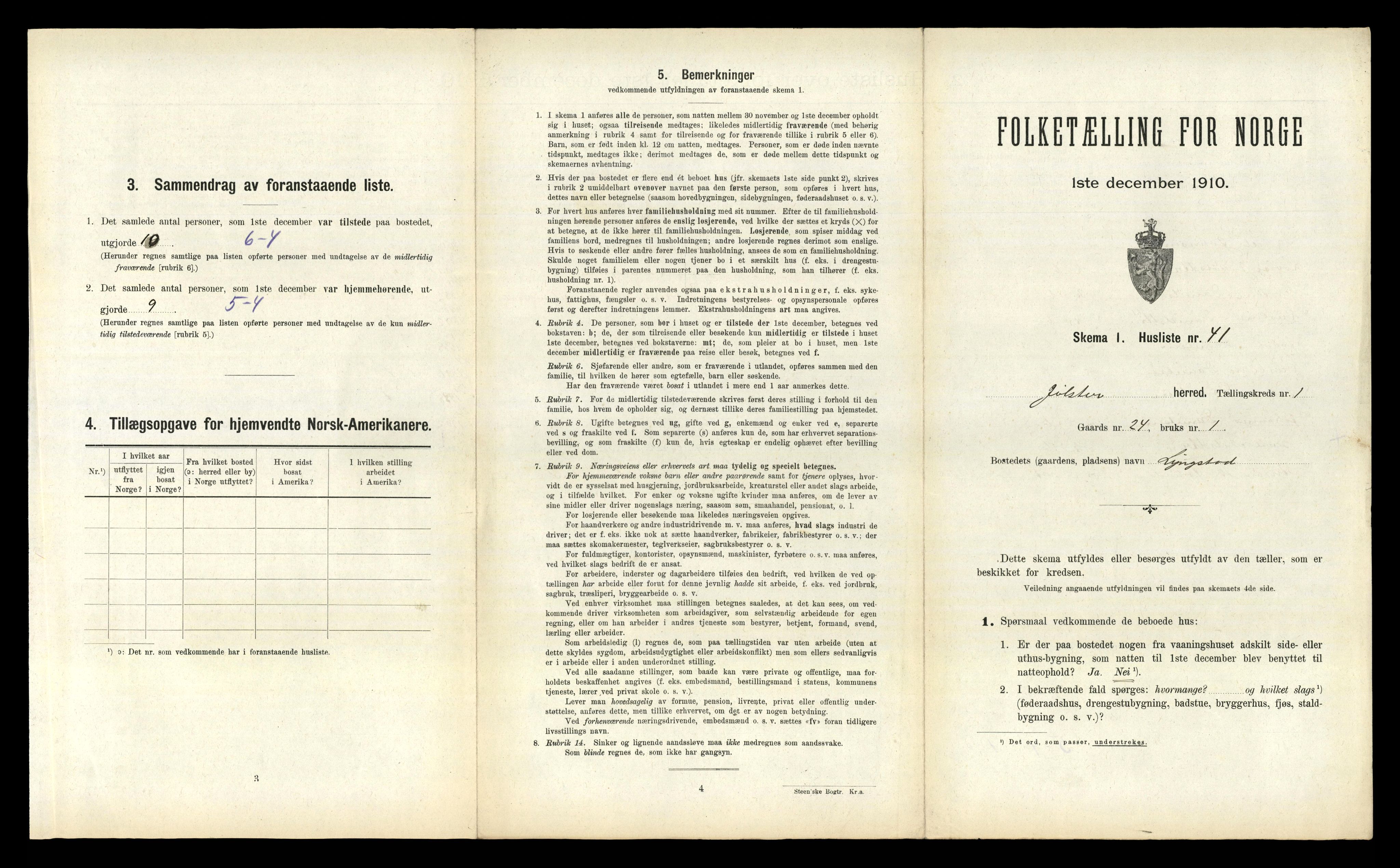 RA, 1910 census for Jølster, 1910, p. 128