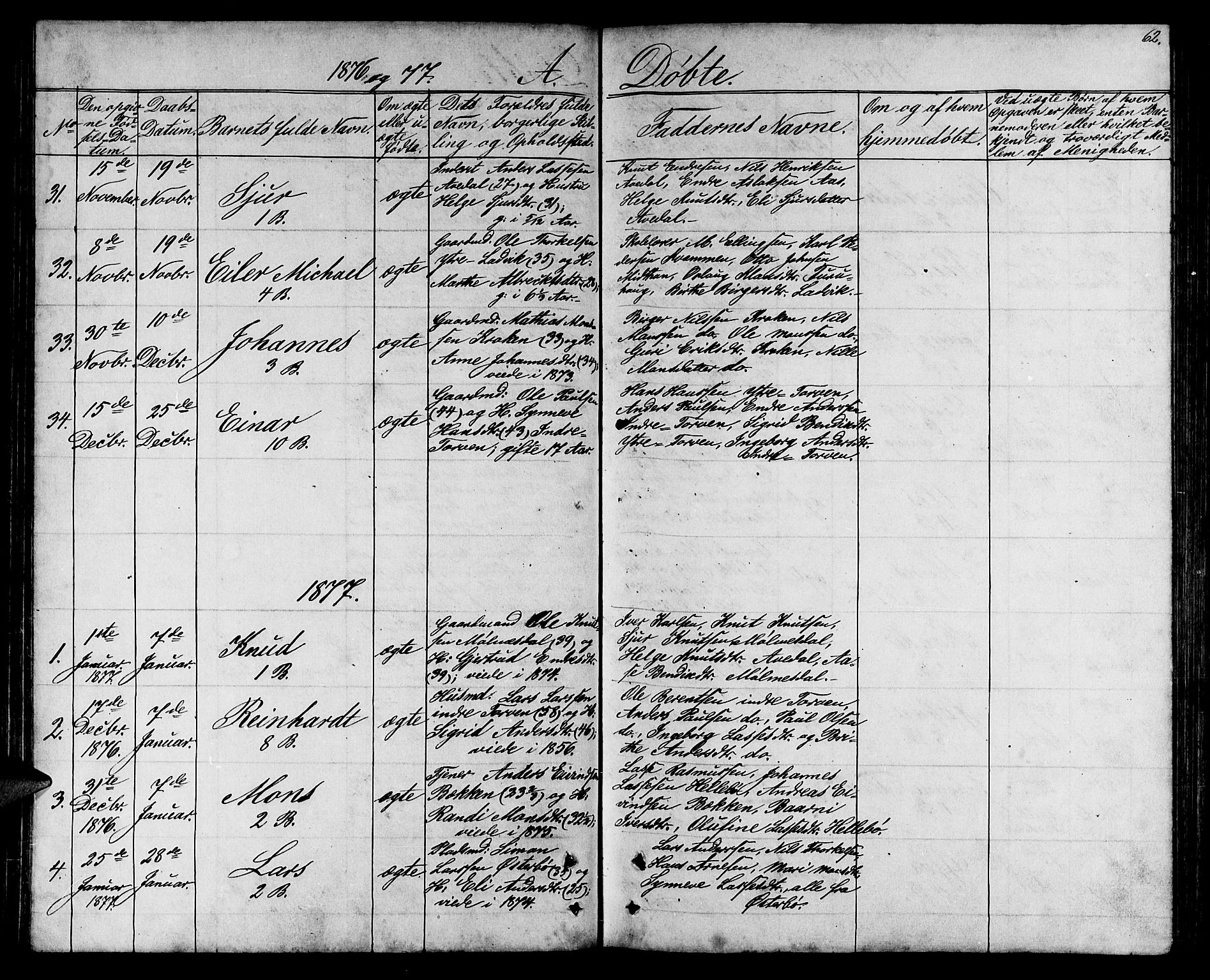 Lavik sokneprestembete, SAB/A-80901: Parish register (copy) no. A 1, 1854-1881, p. 62