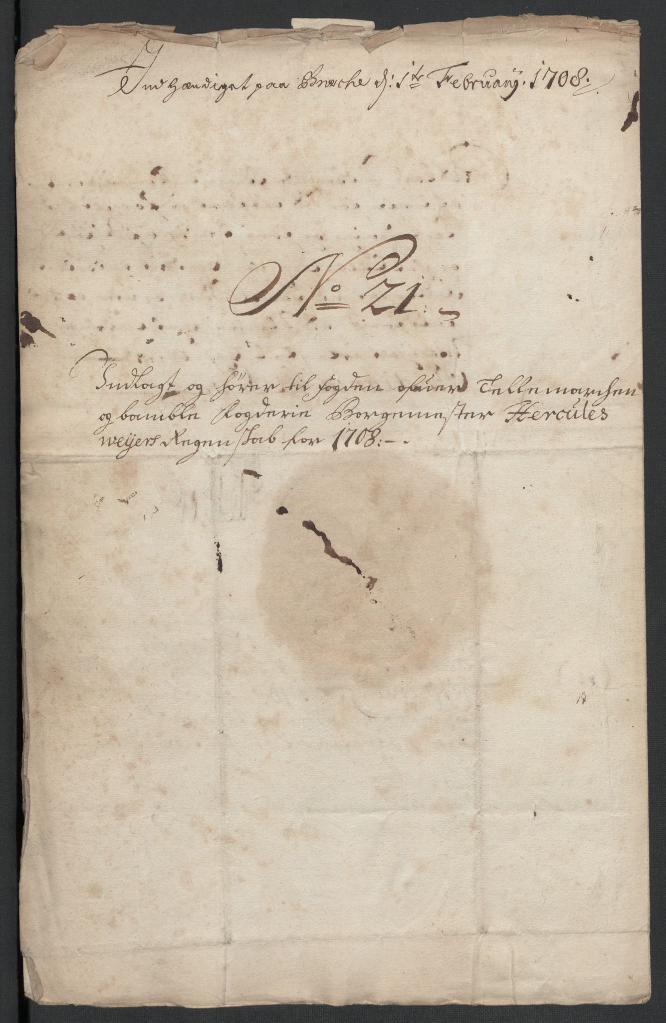 Rentekammeret inntil 1814, Reviderte regnskaper, Fogderegnskap, AV/RA-EA-4092/R36/L2118: Fogderegnskap Øvre og Nedre Telemark og Bamble, 1708-1709, p. 144