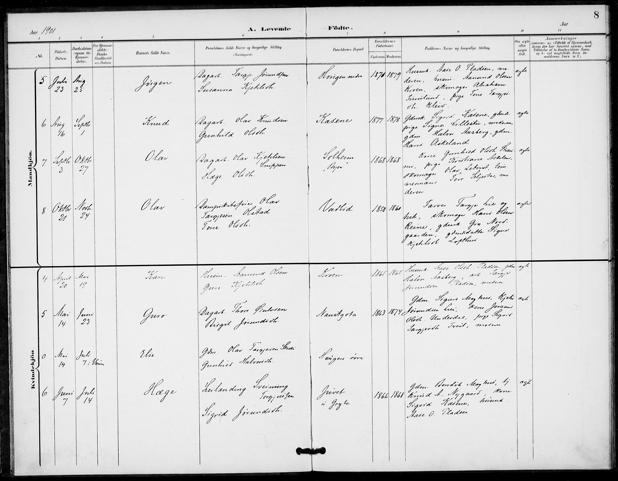 Fyresdal kirkebøker, SAKO/A-263/F/Fa/L0008: Parish register (official) no. I 8, 1899-1914, p. 8