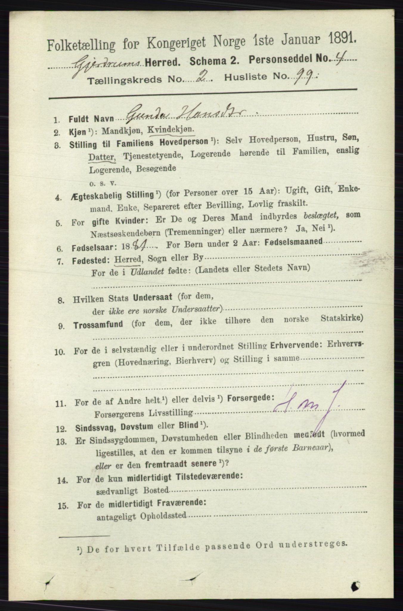 RA, 1891 census for 0234 Gjerdrum, 1891, p. 1149