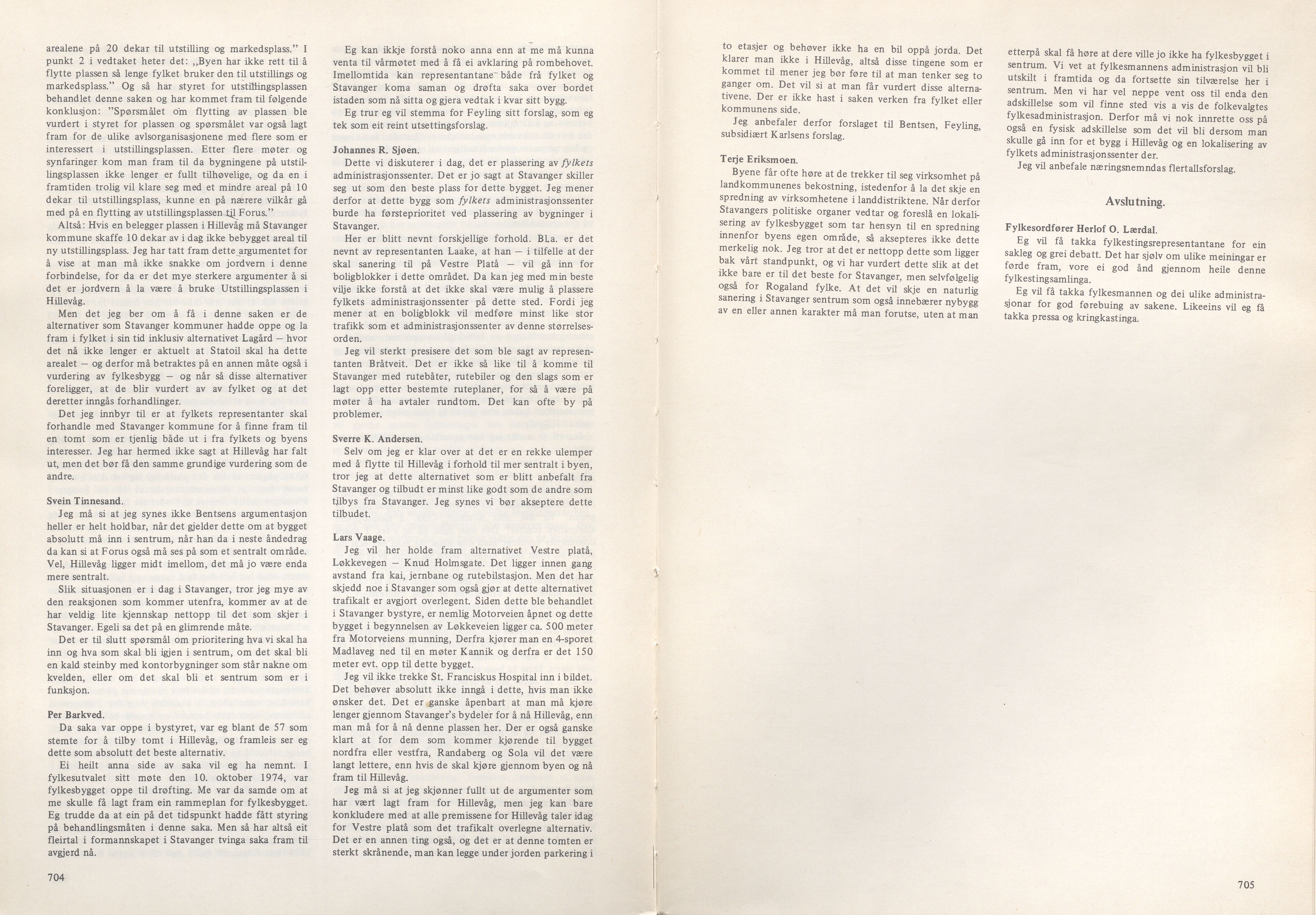 Rogaland fylkeskommune - Fylkesrådmannen , IKAR/A-900/A/Aa/Aaa/L0094: Møtebok , 1974, p. 704-705