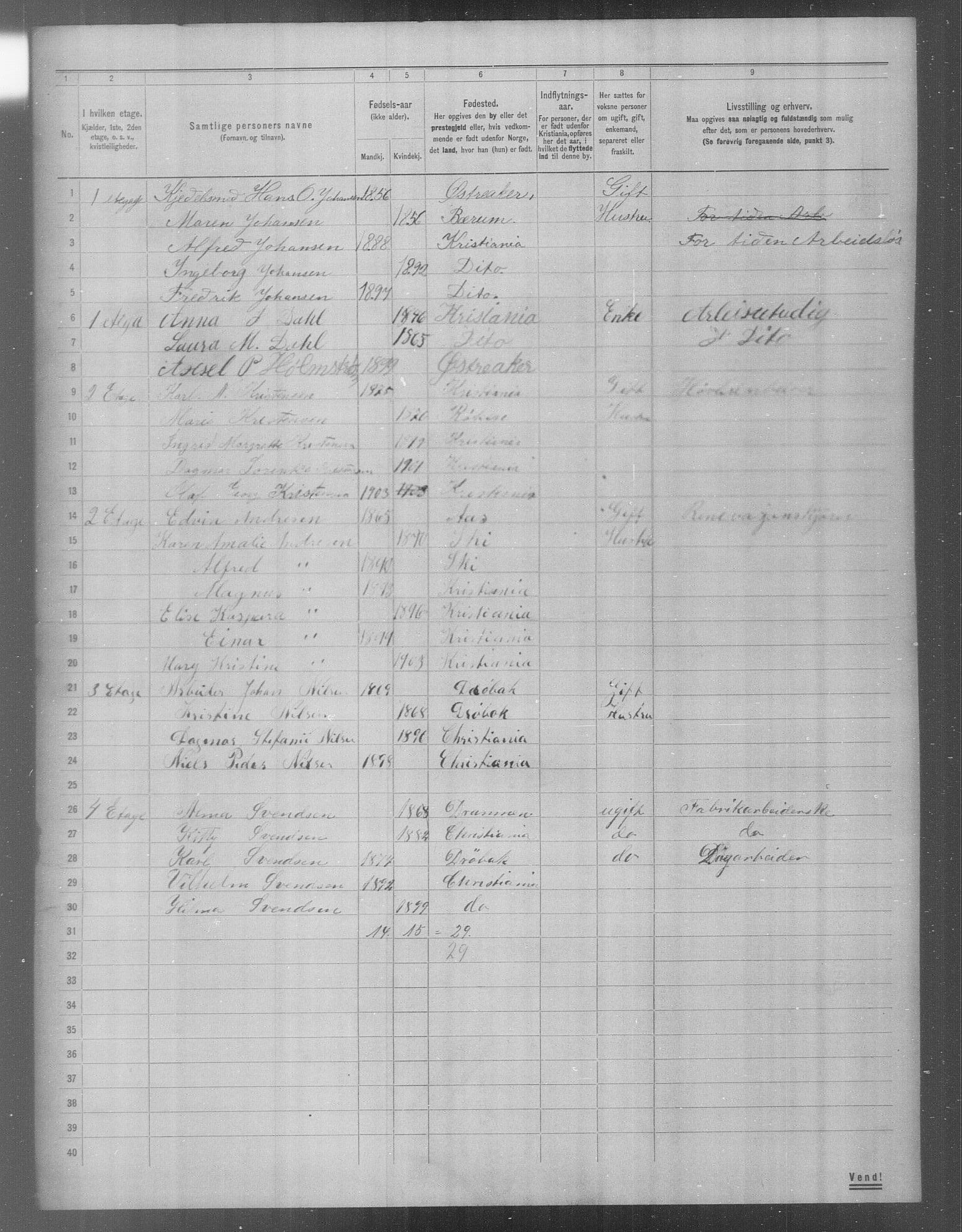 OBA, Municipal Census 1904 for Kristiania, 1904, p. 18595