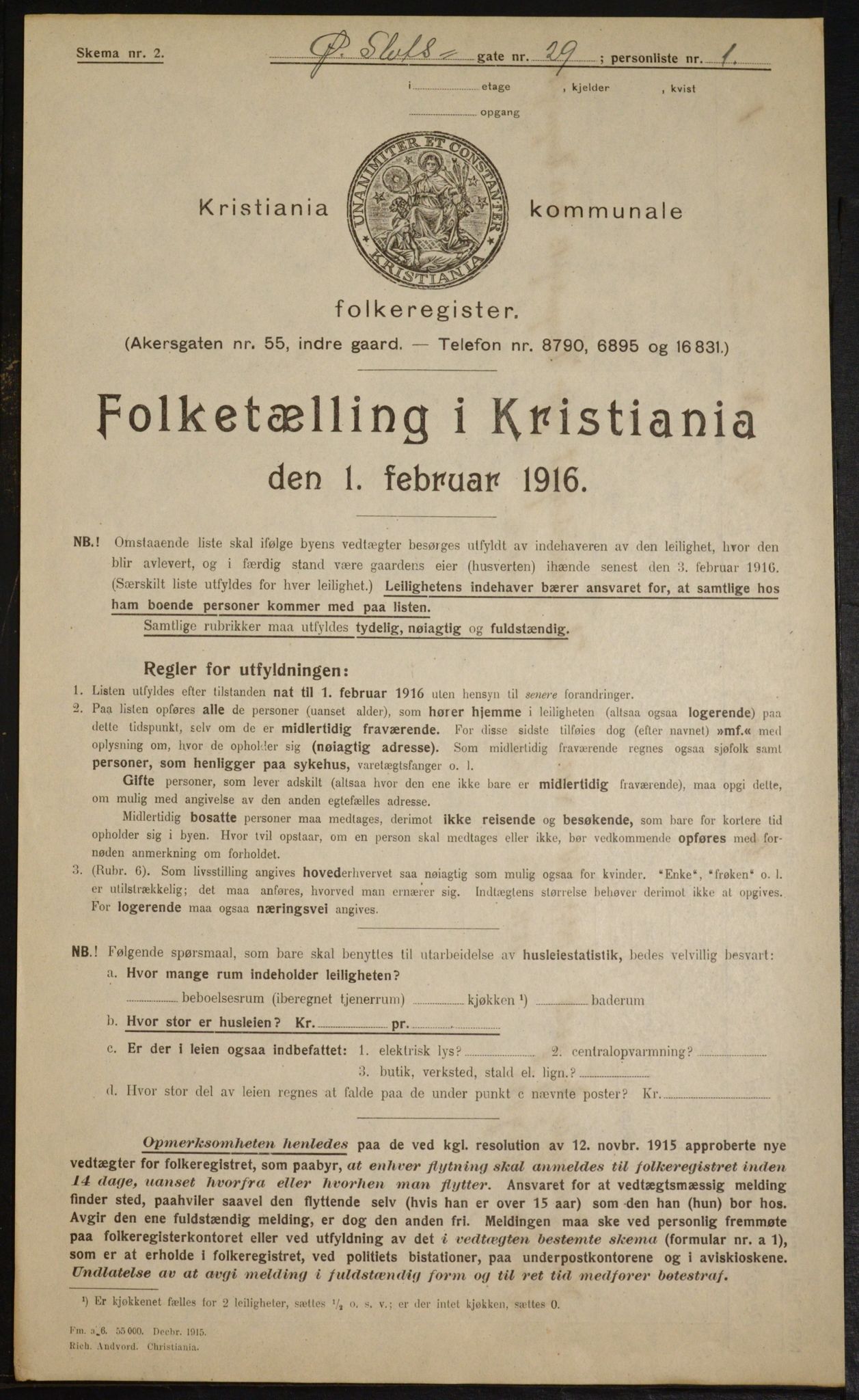 OBA, Municipal Census 1916 for Kristiania, 1916, p. 133726