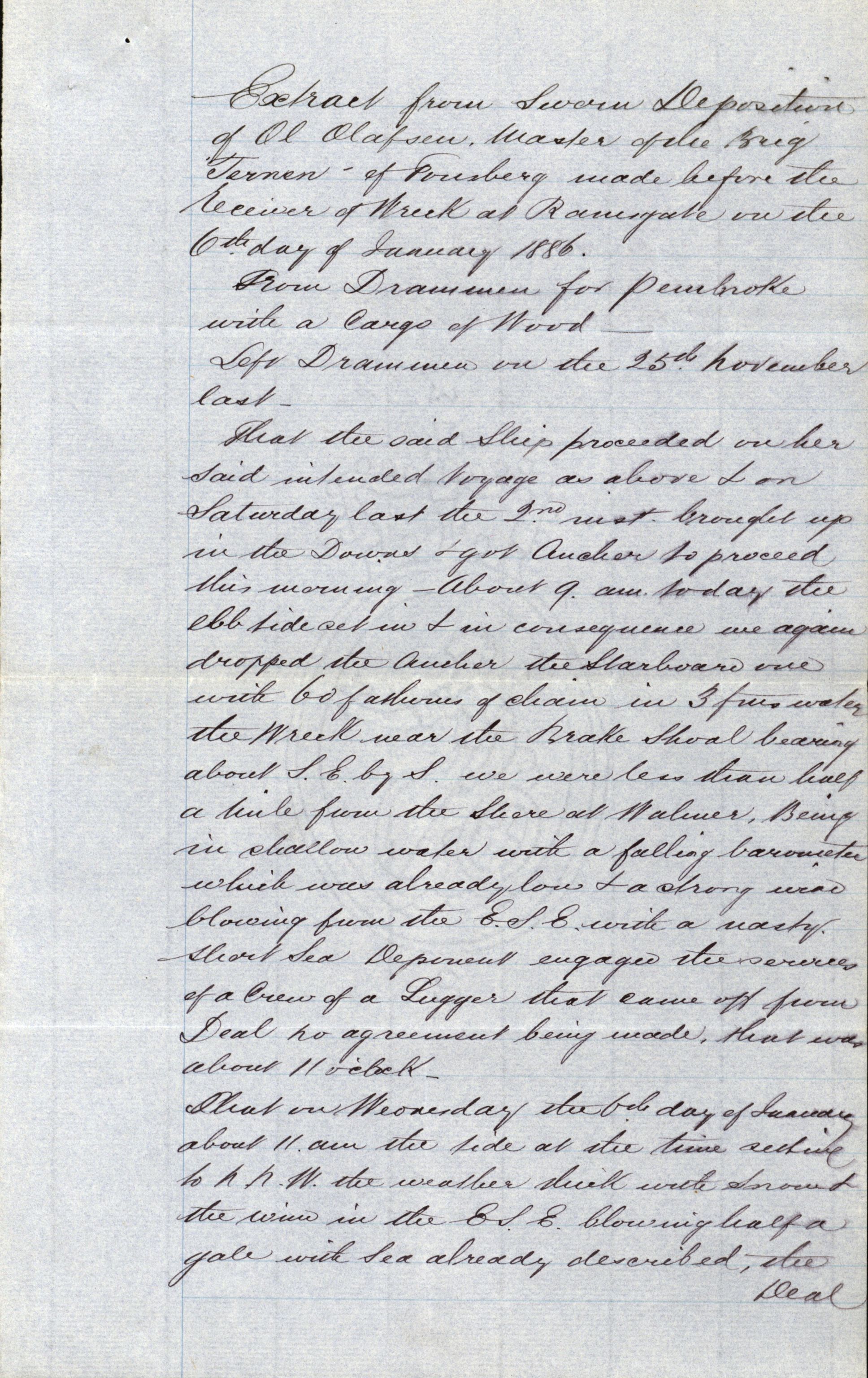 Pa 63 - Østlandske skibsassuranceforening, VEMU/A-1079/G/Ga/L0019/0001: Havaridokumenter / Telanak, Telefon, Ternen, Sir John Lawrence, Benguela, 1886, p. 29