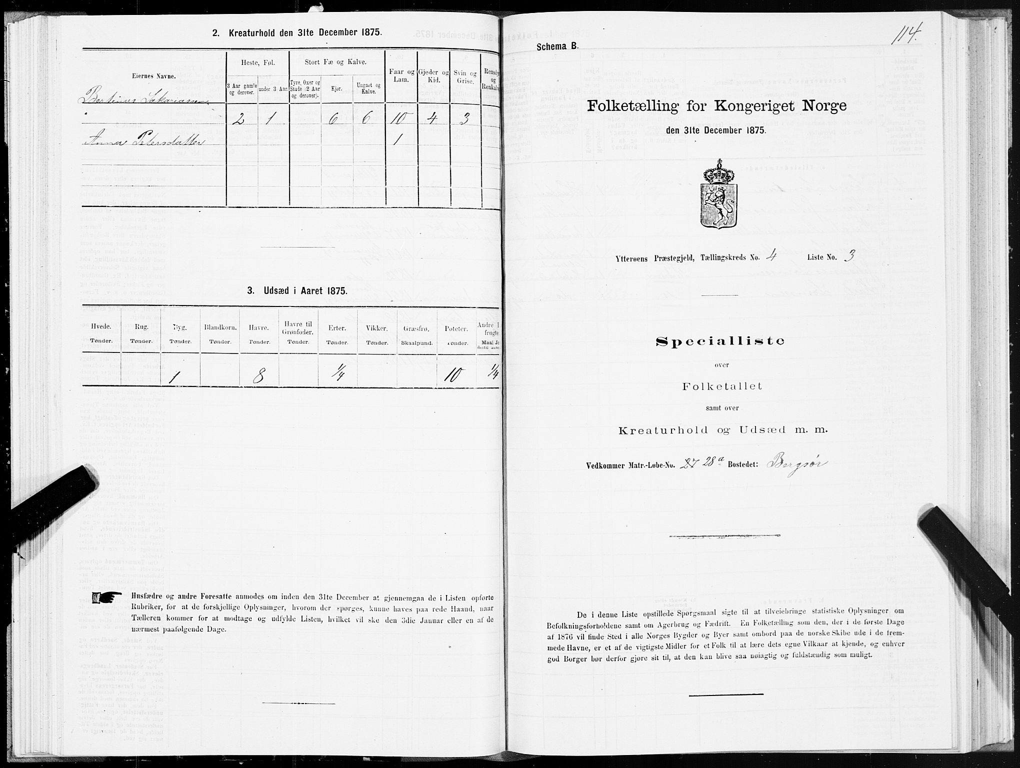 SAT, 1875 census for 1722P Ytterøy, 1875, p. 2114