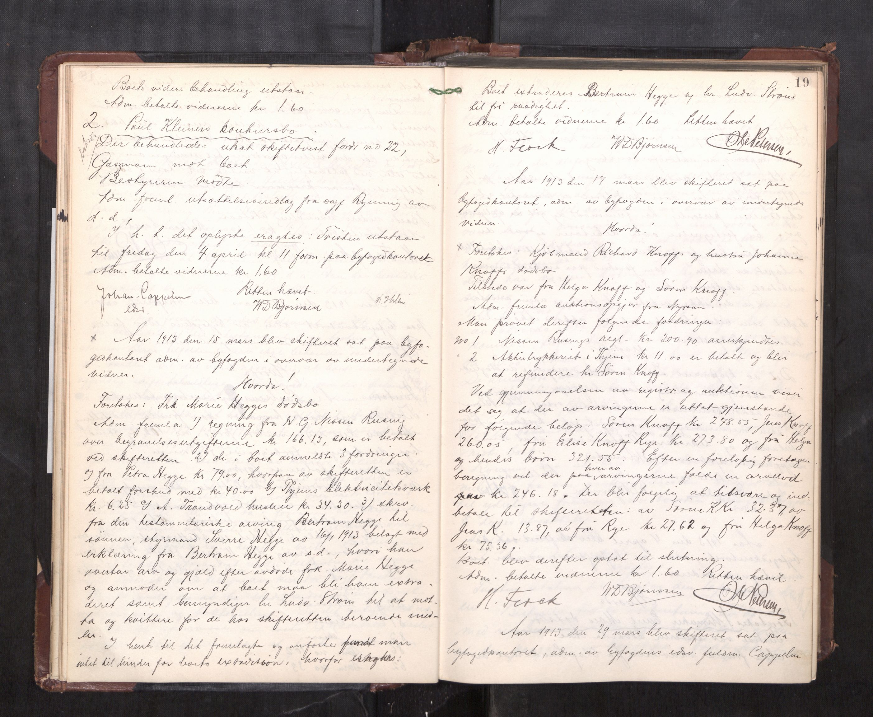 Trondheim byfogd, AV/SAT-A-0003/1/3/3C/L0028: Skifteregistreringsprotokoll - 17/1-29/1. (u/ register), 1913-1917, p. 19