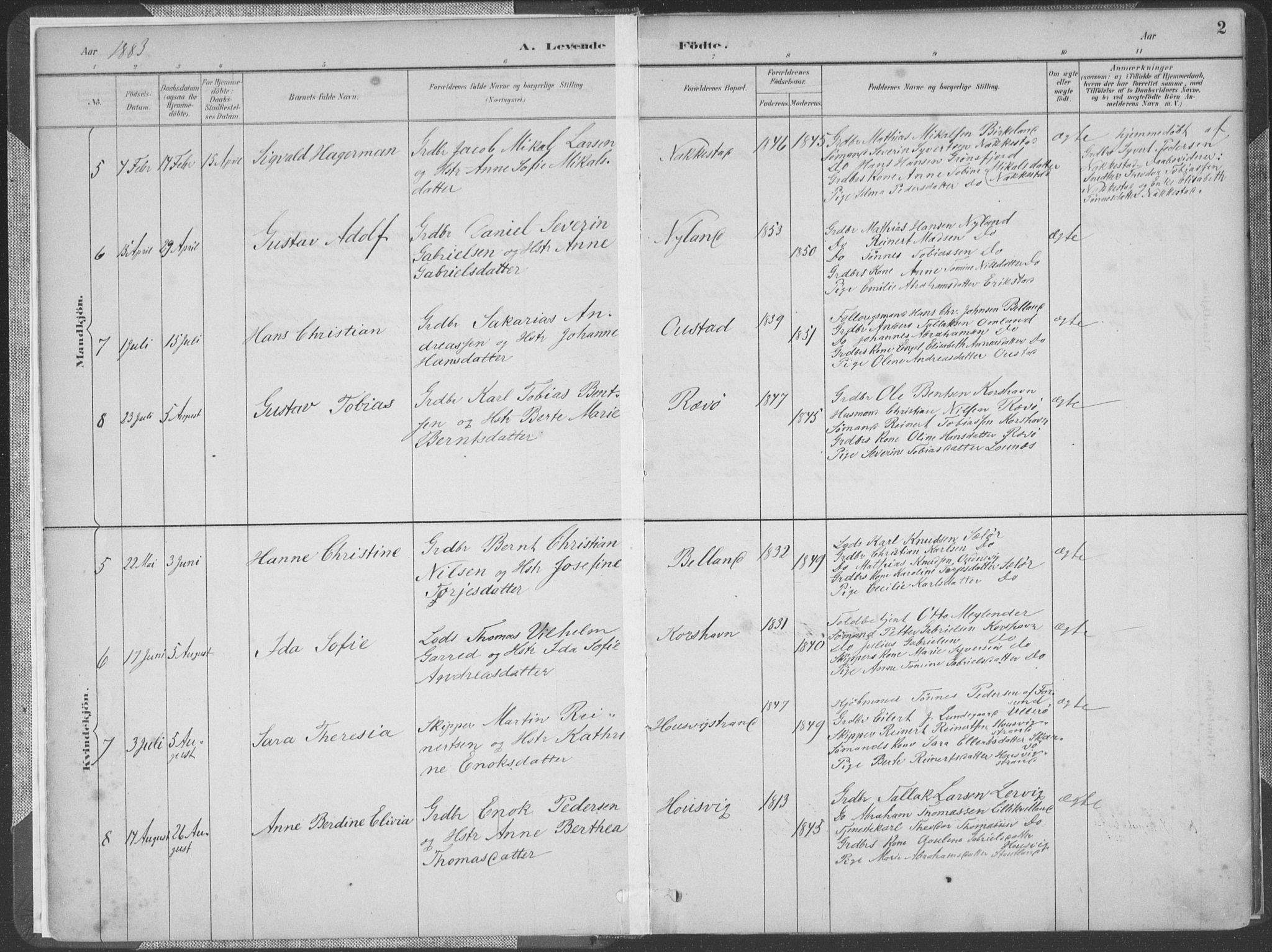 Lyngdal sokneprestkontor, AV/SAK-1111-0029/F/Fa/Faa/L0004: Parish register (official) no. A 4, 1883-1904, p. 2