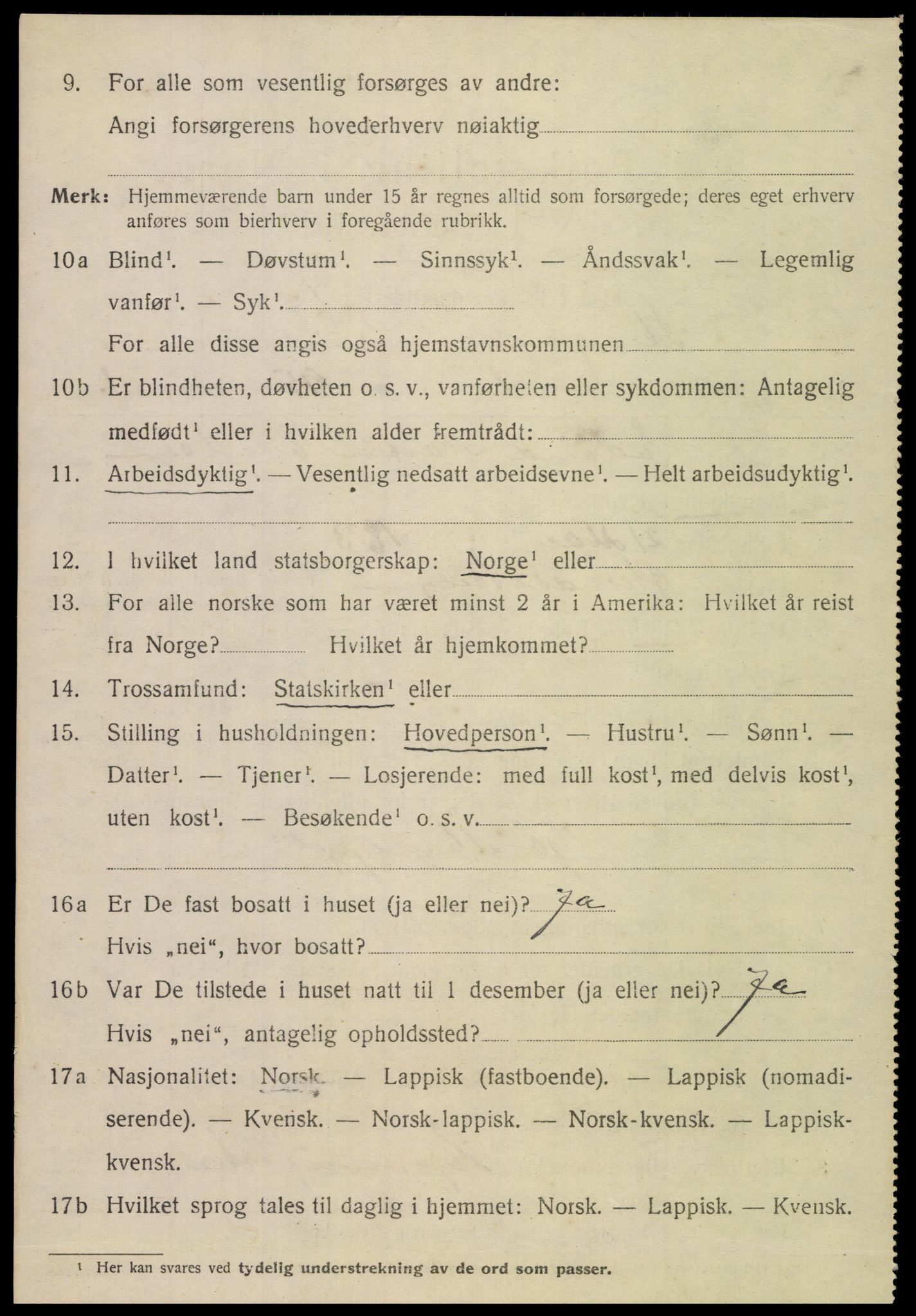 SAT, 1920 census for Steigen, 1920, p. 4765