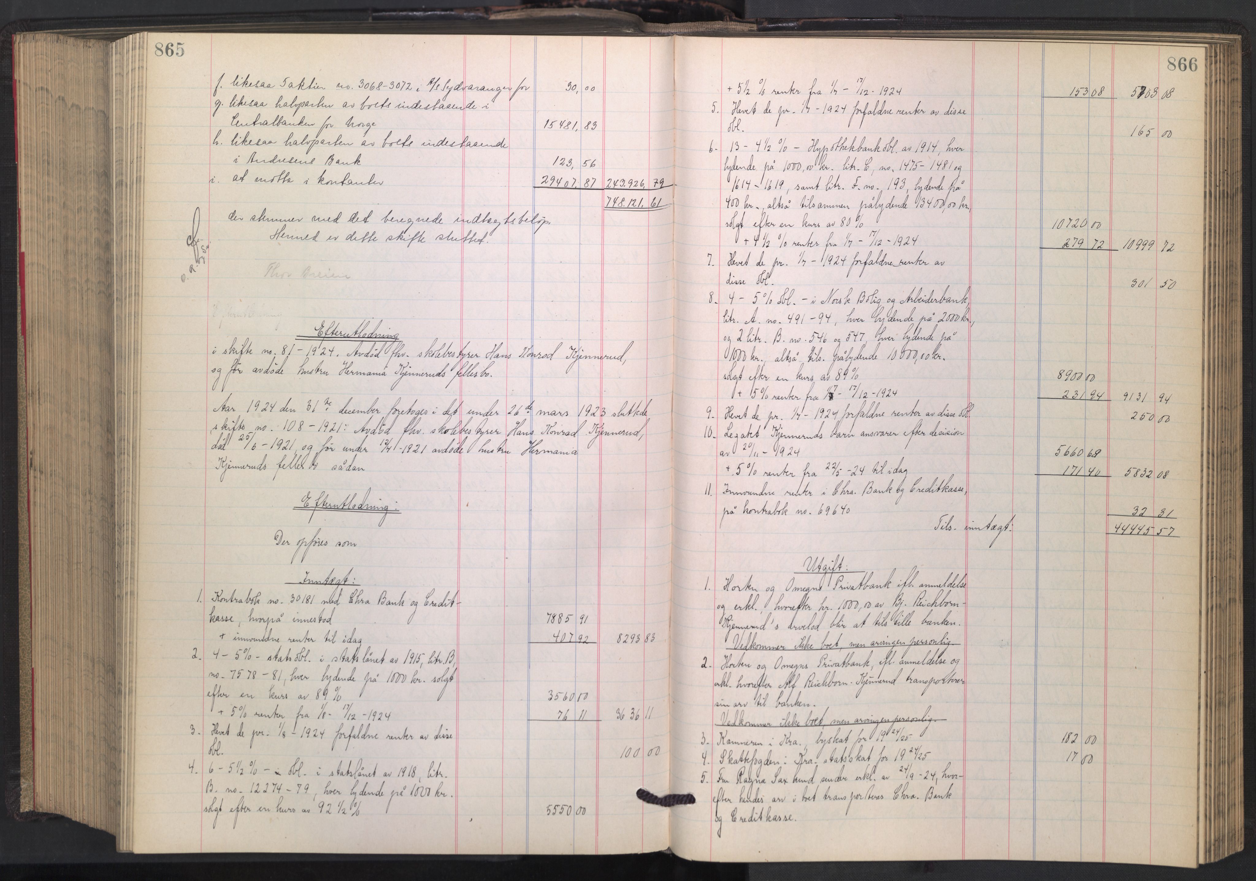 Oslo skifterett, AV/SAO-A-10383/H/Hd/Hdb/L0016: Skifteutlodningsprotokoll, 1923-1925, p. 865-866