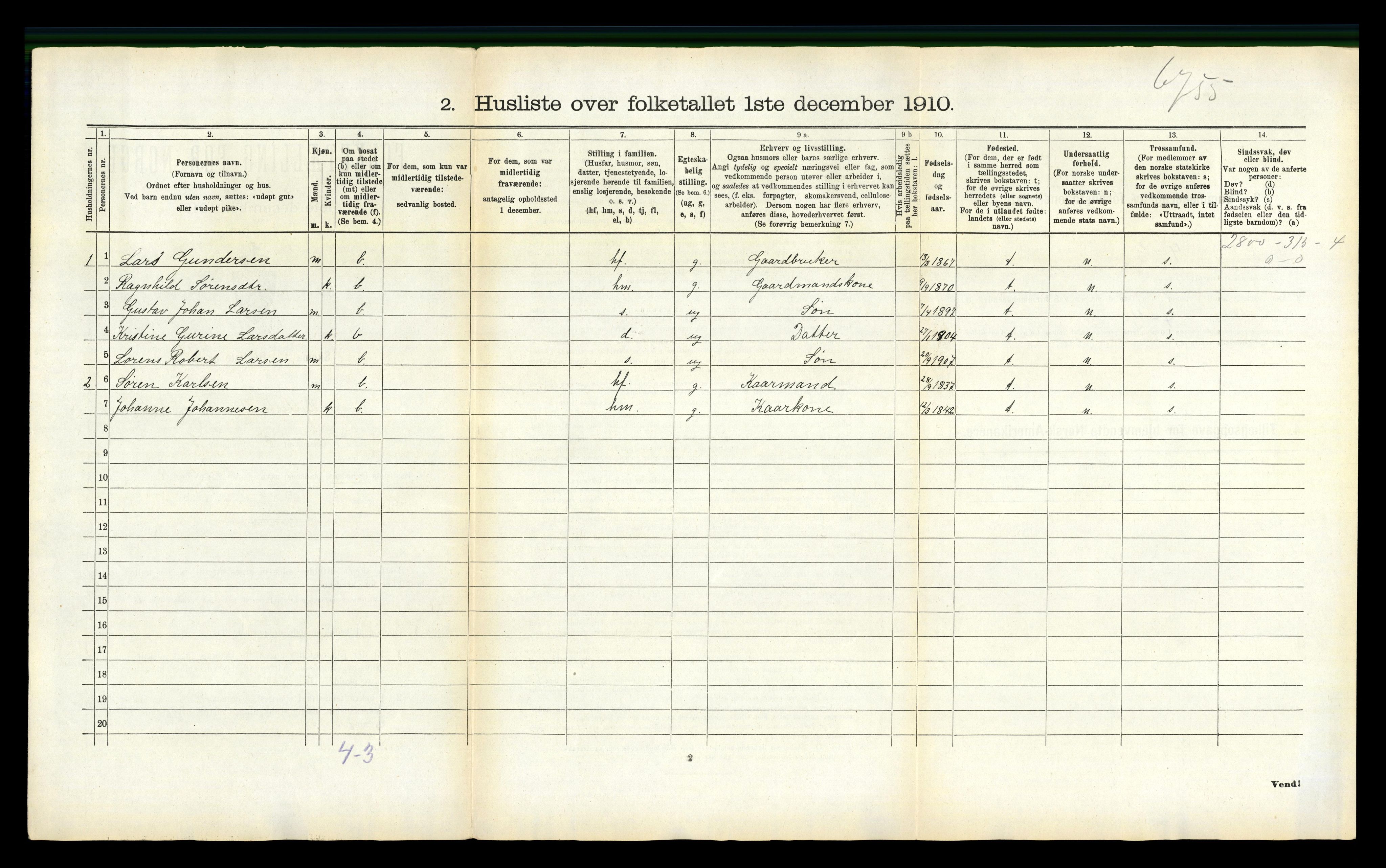 RA, 1910 census for Hyllestad, 1910, p. 70