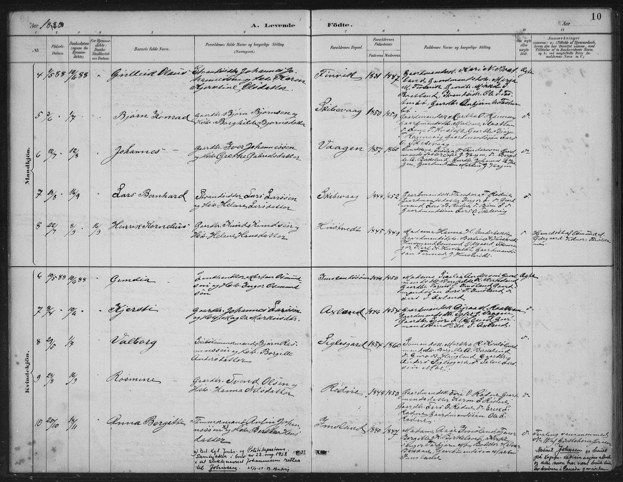 Vikedal sokneprestkontor, AV/SAST-A-101840/01/IV: Parish register (official) no. A 12, 1886-1929, p. 10