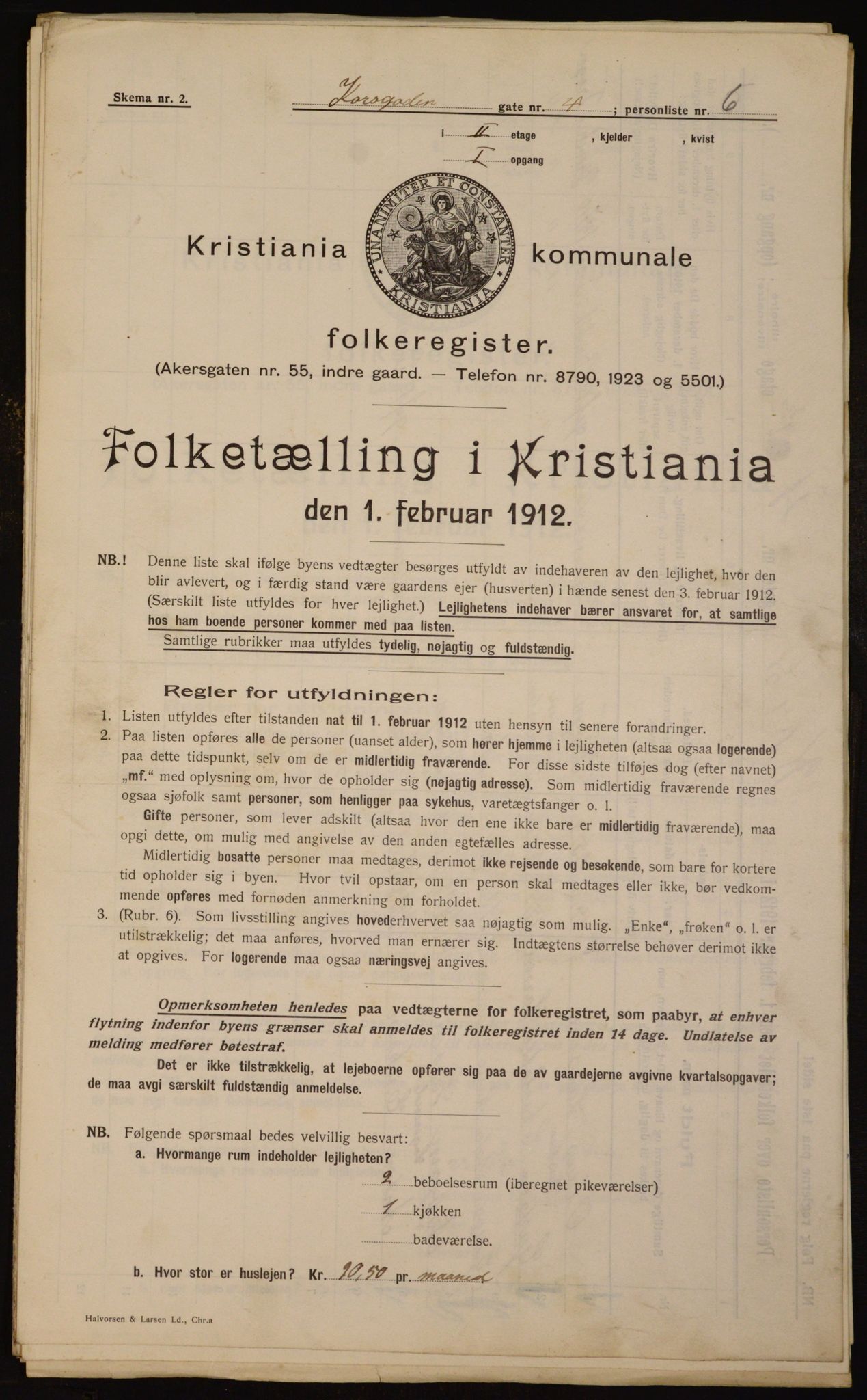 OBA, Municipal Census 1912 for Kristiania, 1912, p. 53687