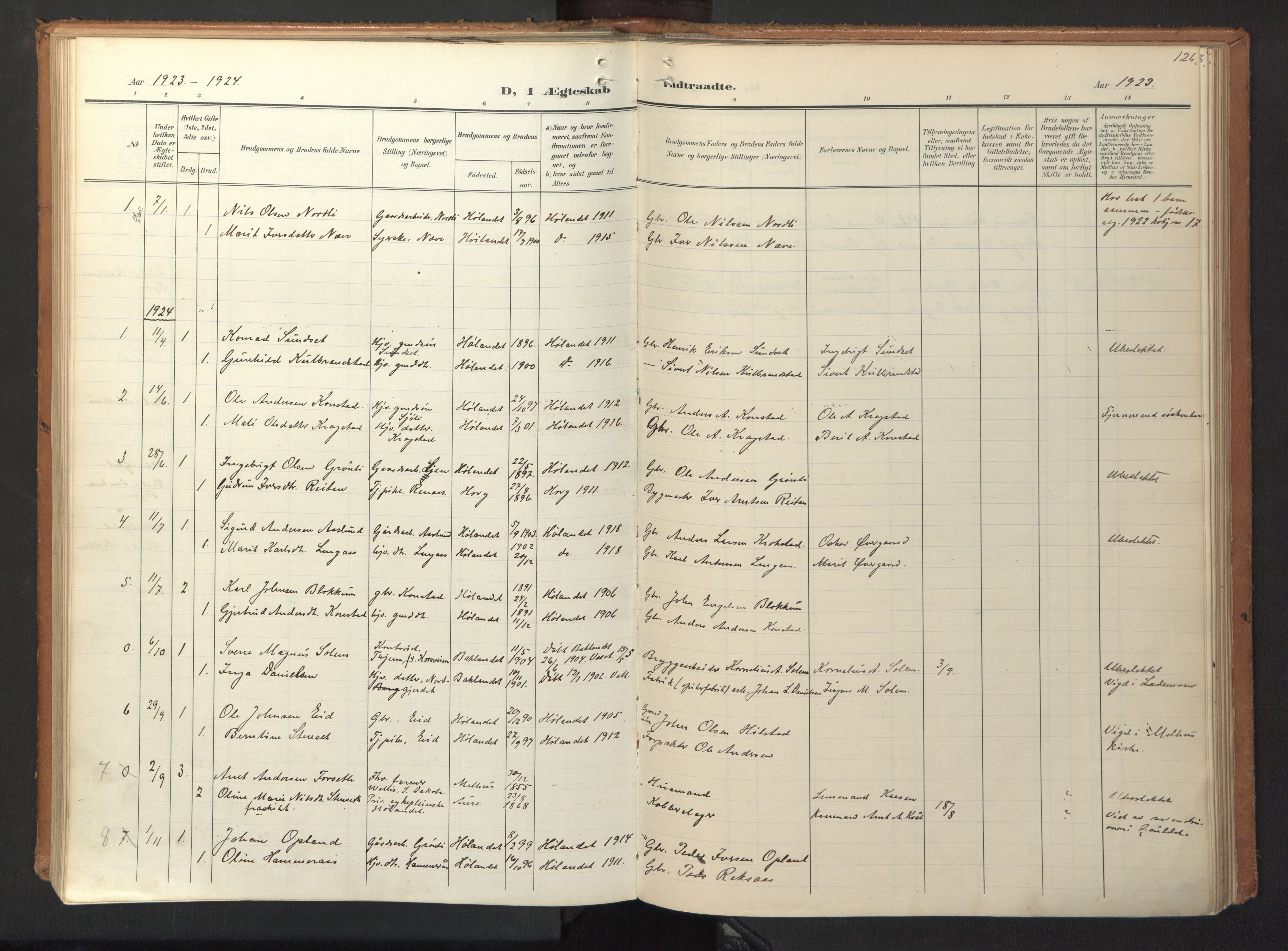 Ministerialprotokoller, klokkerbøker og fødselsregistre - Sør-Trøndelag, SAT/A-1456/694/L1128: Parish register (official) no. 694A02, 1906-1931, p. 126