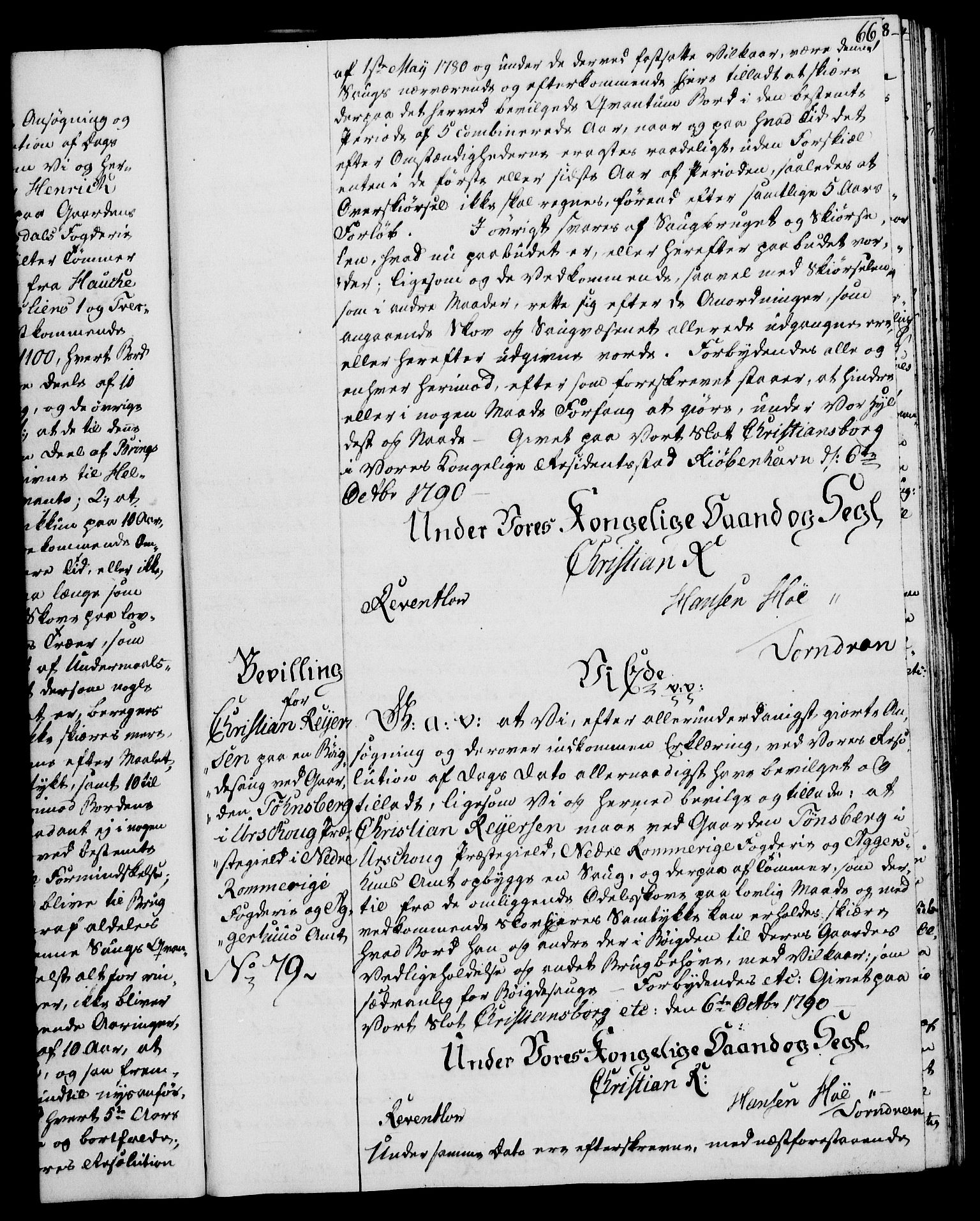 Rentekammeret, Kammerkanselliet, RA/EA-3111/G/Gg/Gga/L0015: Norsk ekspedisjonsprotokoll med register (merket RK 53.15), 1790-1791, p. 66