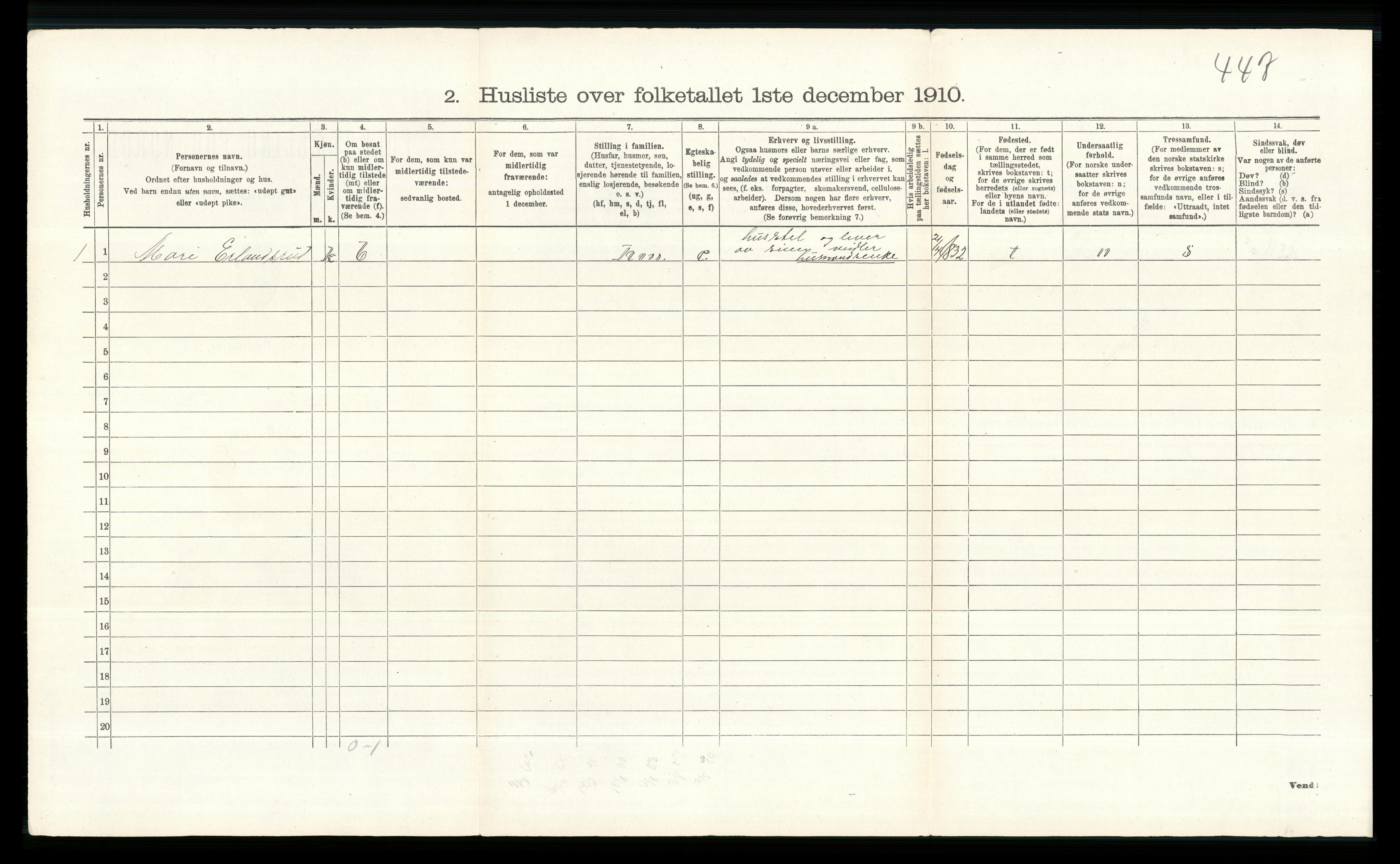 RA, 1910 census for Ringebu, 1910, p. 223