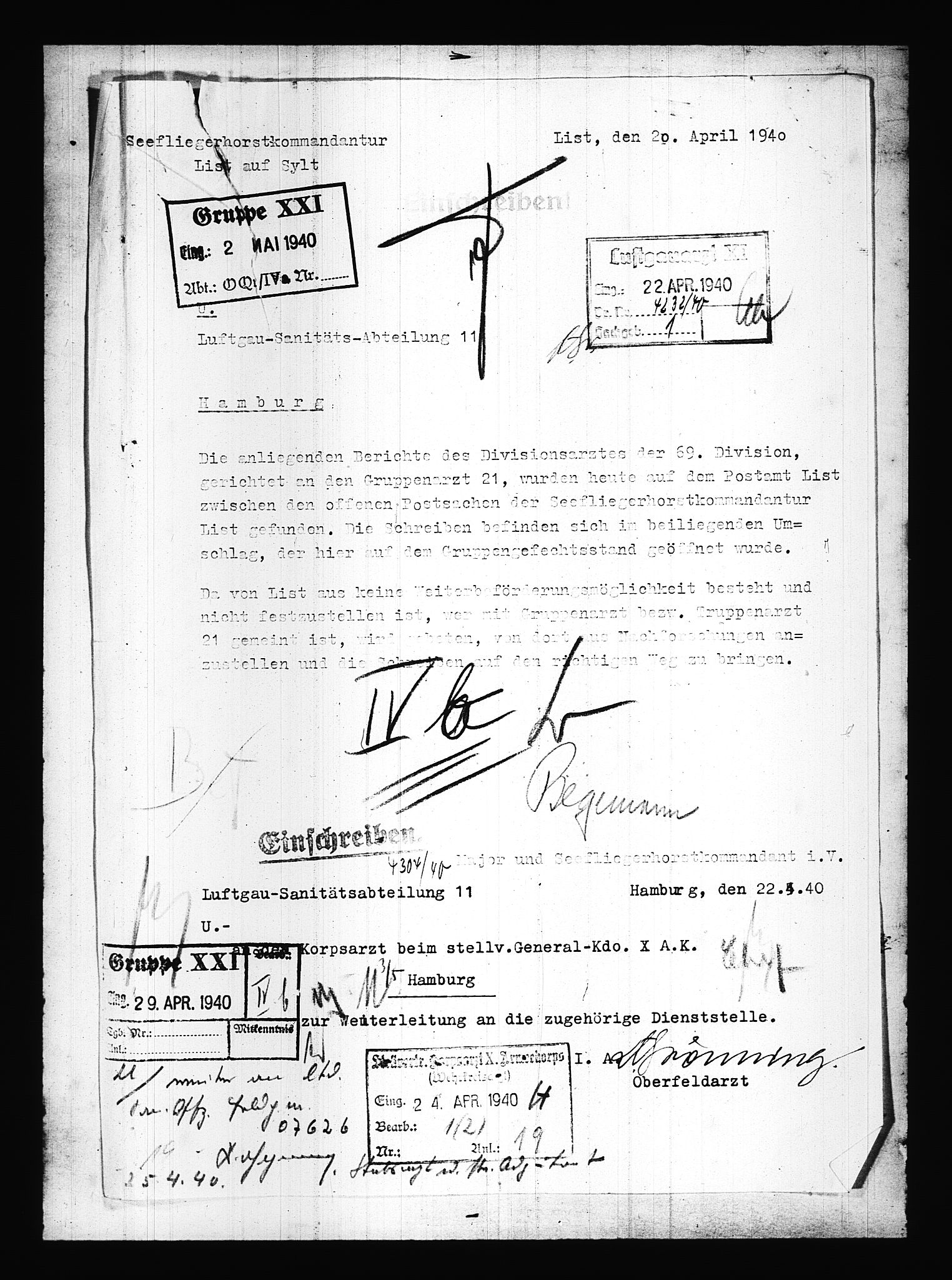 Documents Section, RA/RAFA-2200/V/L0086: Amerikansk mikrofilm "Captured German Documents".
Box No. 725.  FKA jnr. 601/1954., 1940, p. 419