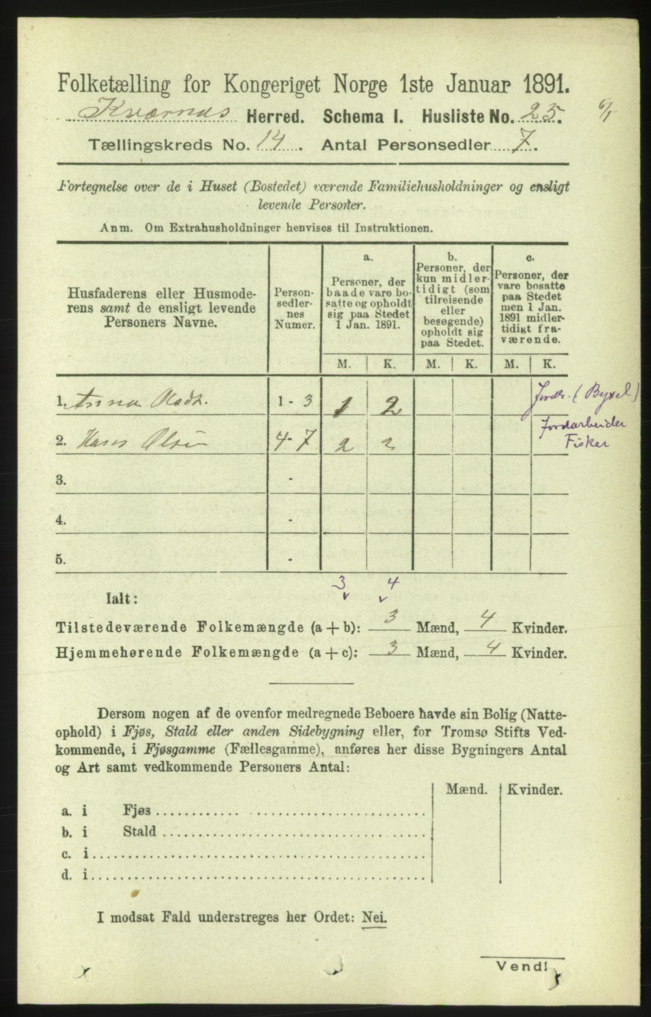 RA, 1891 census for 1553 Kvernes, 1891, p. 5716