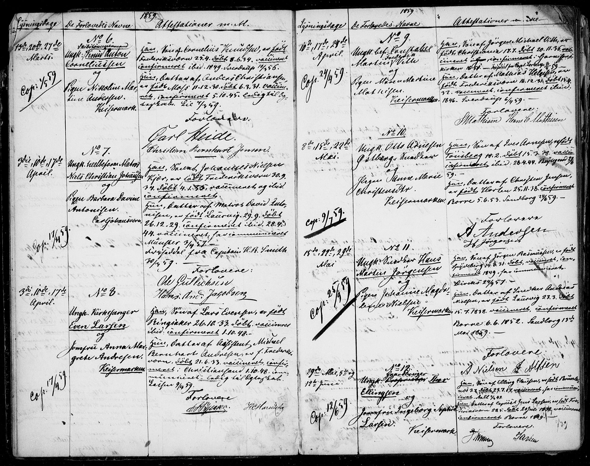 Horten kirkebøker, AV/SAKO-A-348/H/Ha/L0001: Banns register no. 1, 1855-1881