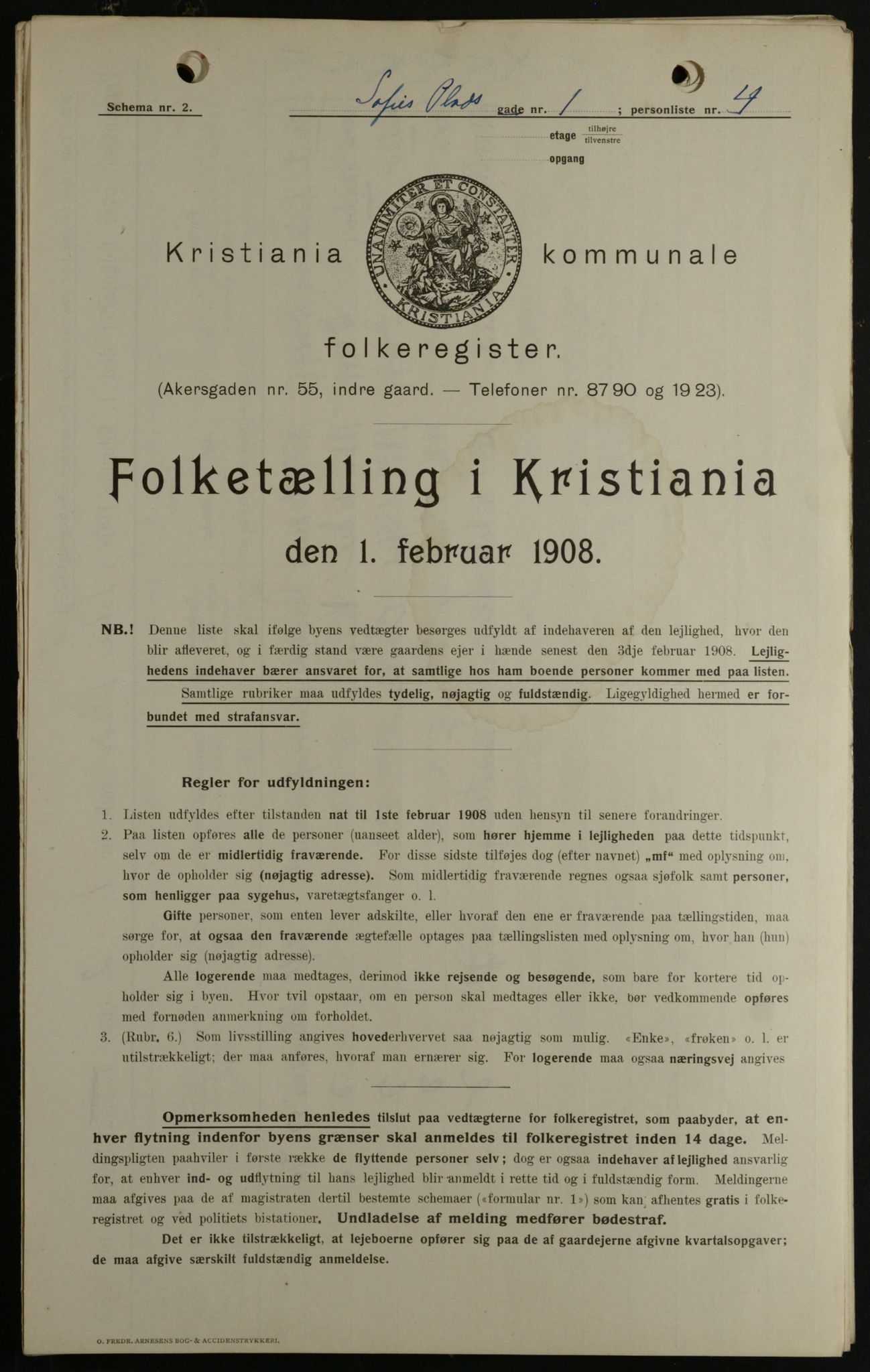 OBA, Municipal Census 1908 for Kristiania, 1908, p. 89524