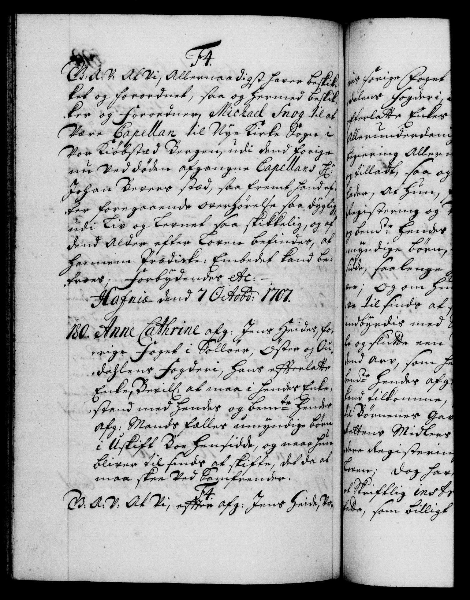 Danske Kanselli 1572-1799, AV/RA-EA-3023/F/Fc/Fca/Fcaa/L0019: Norske registre, 1704-1707, p. 598b