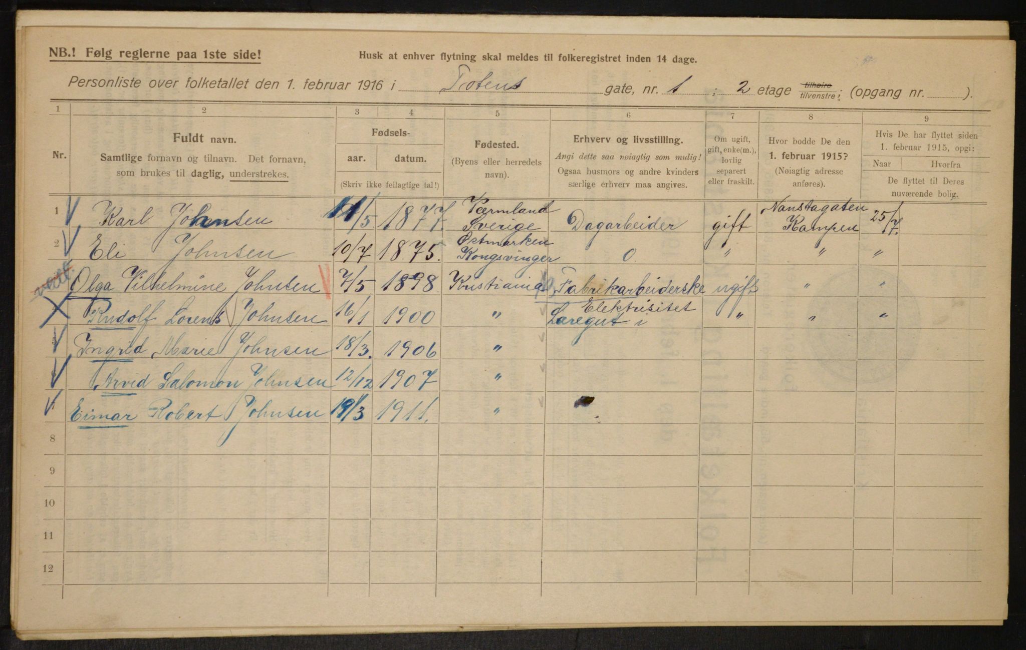 OBA, Municipal Census 1916 for Kristiania, 1916, p. 118528