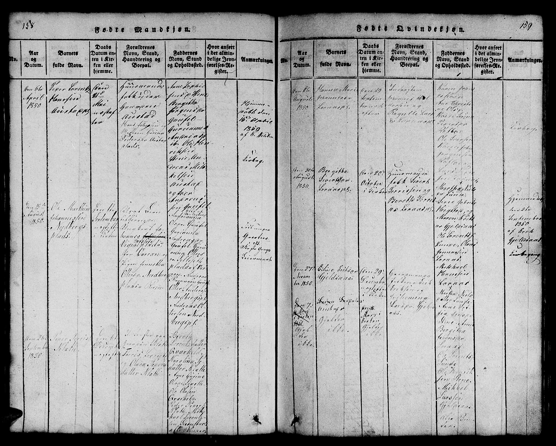 Ministerialprotokoller, klokkerbøker og fødselsregistre - Nord-Trøndelag, SAT/A-1458/731/L0310: Parish register (copy) no. 731C01, 1816-1874, p. 158-159
