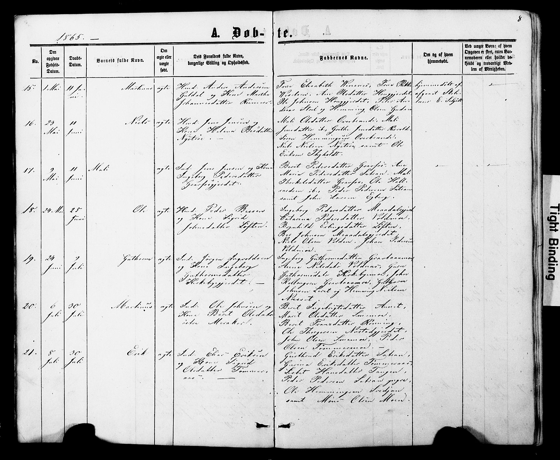 Ministerialprotokoller, klokkerbøker og fødselsregistre - Nord-Trøndelag, SAT/A-1458/706/L0049: Parish register (copy) no. 706C01, 1864-1895, p. 8