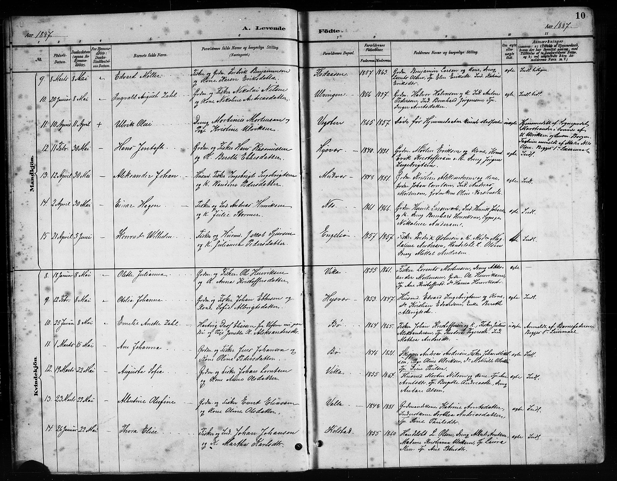 Ministerialprotokoller, klokkerbøker og fødselsregistre - Nordland, AV/SAT-A-1459/816/L0253: Parish register (copy) no. 816C03, 1886-1905, p. 10