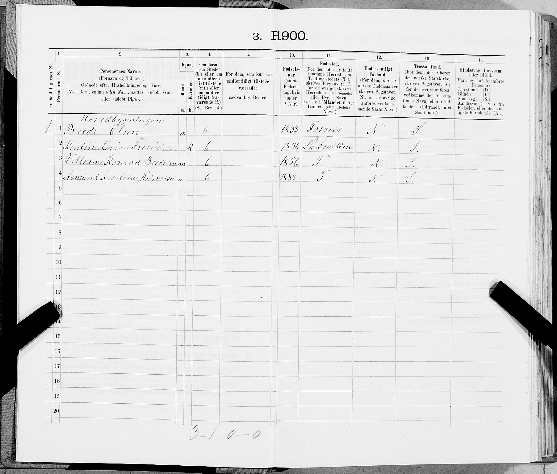 SAT, 1900 census for Flatanger, 1900, p. 403