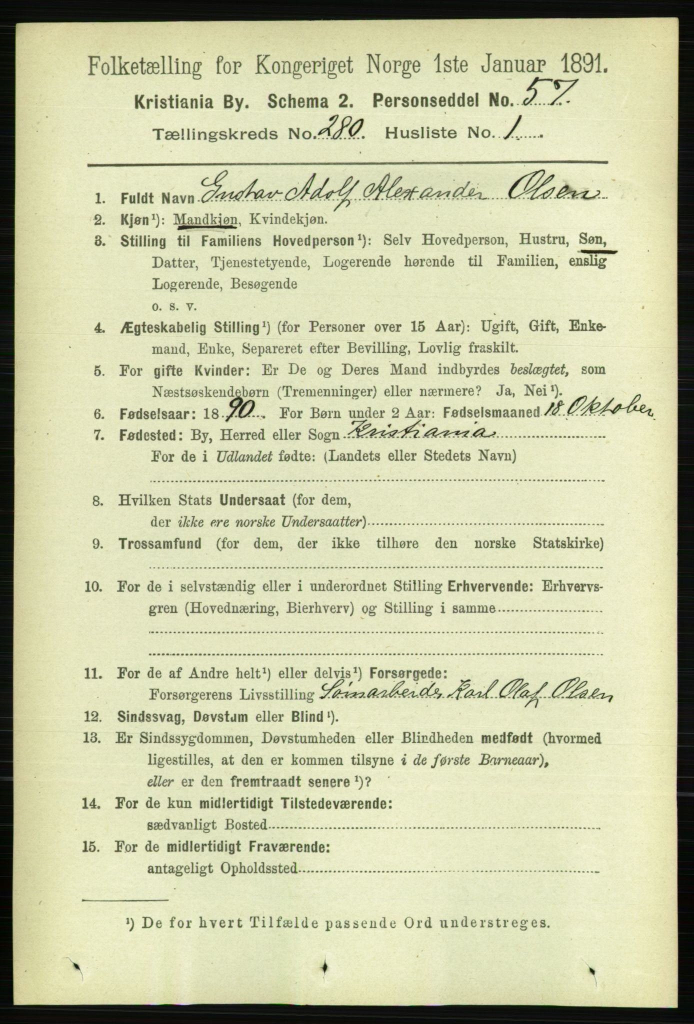 RA, 1891 census for 0301 Kristiania, 1891, p. 170078