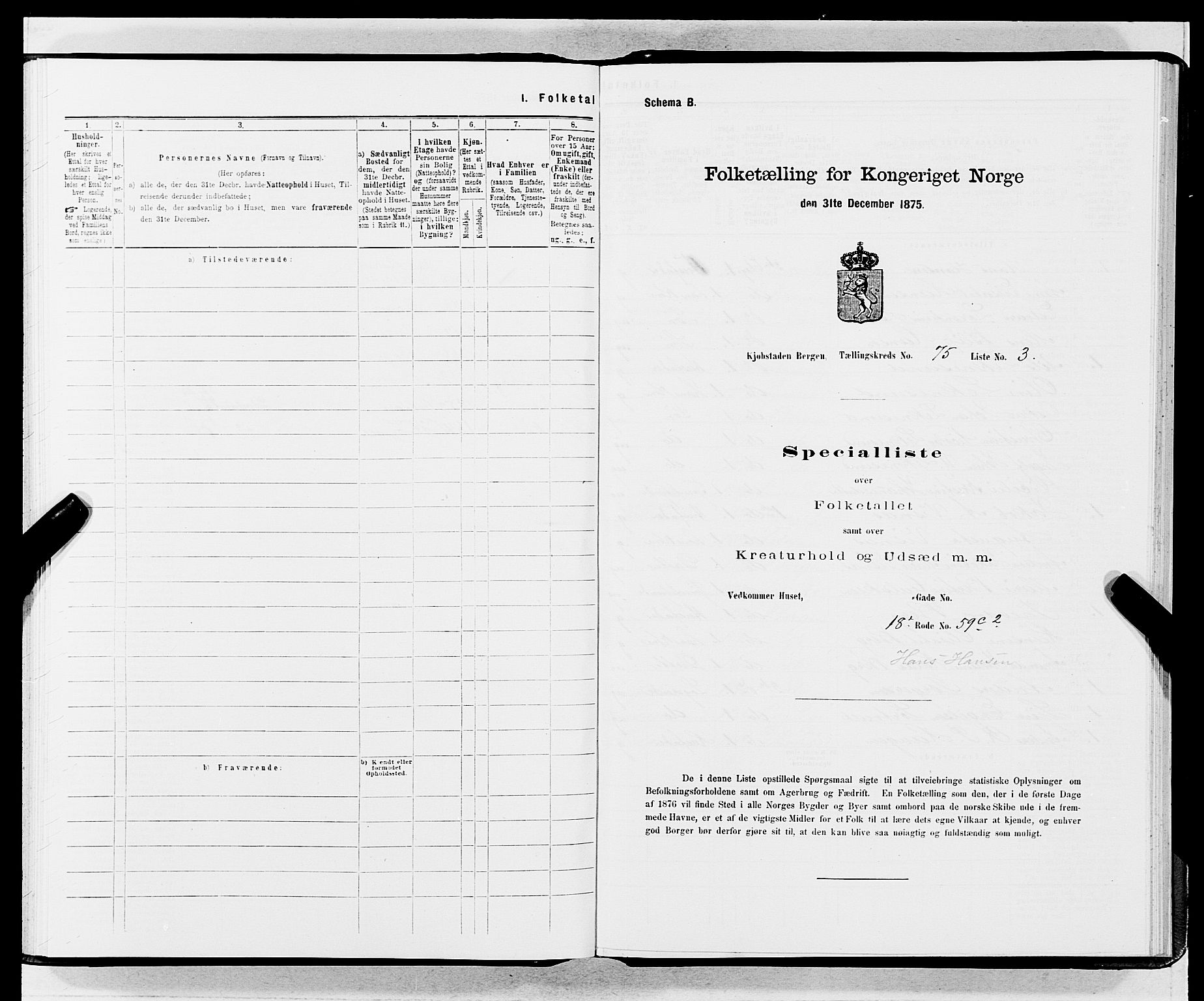 SAB, 1875 census for 1301 Bergen, 1875, p. 4013