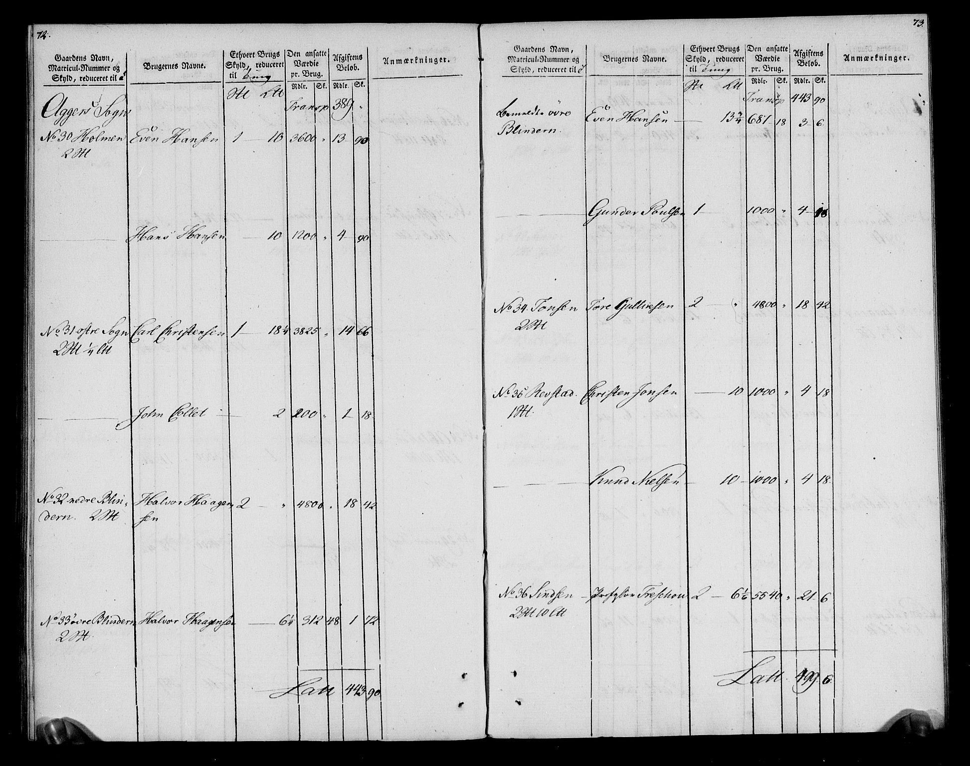 Rentekammeret inntil 1814, Realistisk ordnet avdeling, AV/RA-EA-4070/N/Ne/Nea/L0012: Aker fogderi. Oppebørselsregister, 1803-1804, p. 39