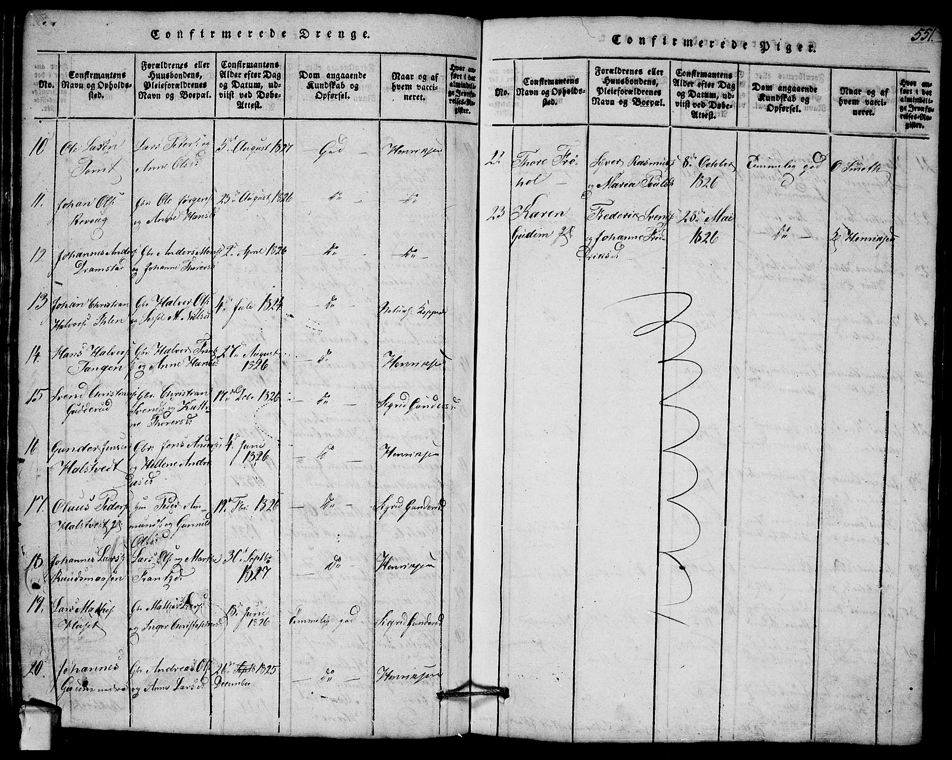 Askim prestekontor Kirkebøker, AV/SAO-A-10900/G/Ga/L0001: Parish register (copy) no. 1, 1817-1846, p. 550-551