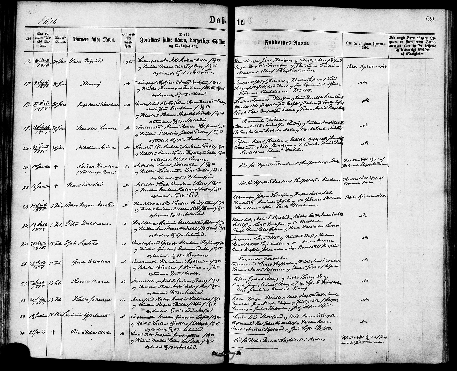 Ministerialprotokoller, klokkerbøker og fødselsregistre - Møre og Romsdal, SAT/A-1454/529/L0453: Parish register (official) no. 529A03, 1872-1877, p. 59