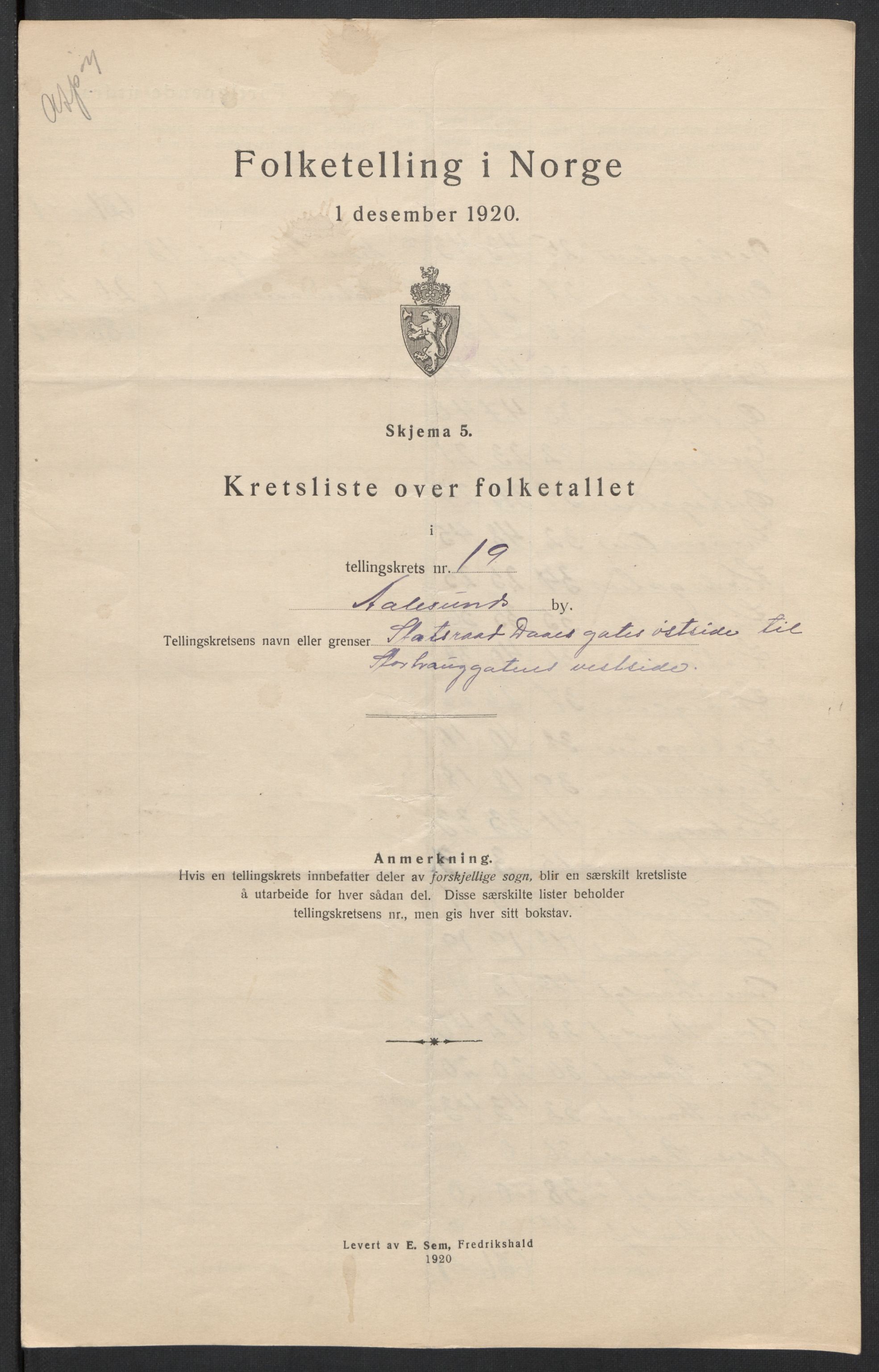 SAT, 1920 census for Ålesund, 1920, p. 60