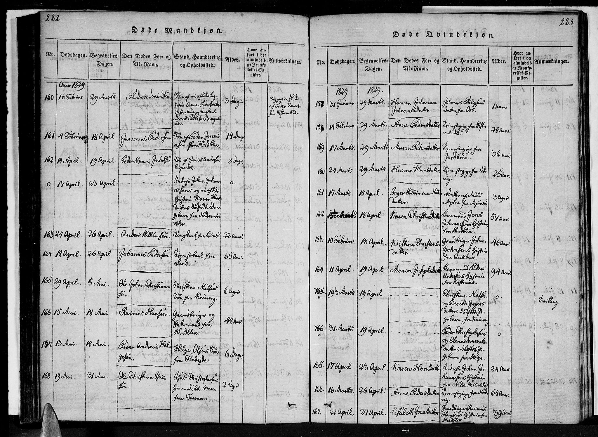 Ministerialprotokoller, klokkerbøker og fødselsregistre - Nordland, SAT/A-1459/852/L0736: Parish register (official) no. 852A06, 1820-1833, p. 222-223