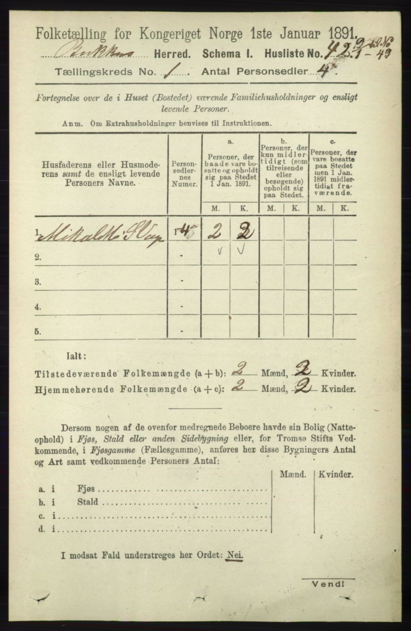 RA, 1891 census for 1145 Bokn, 1891, p. 56