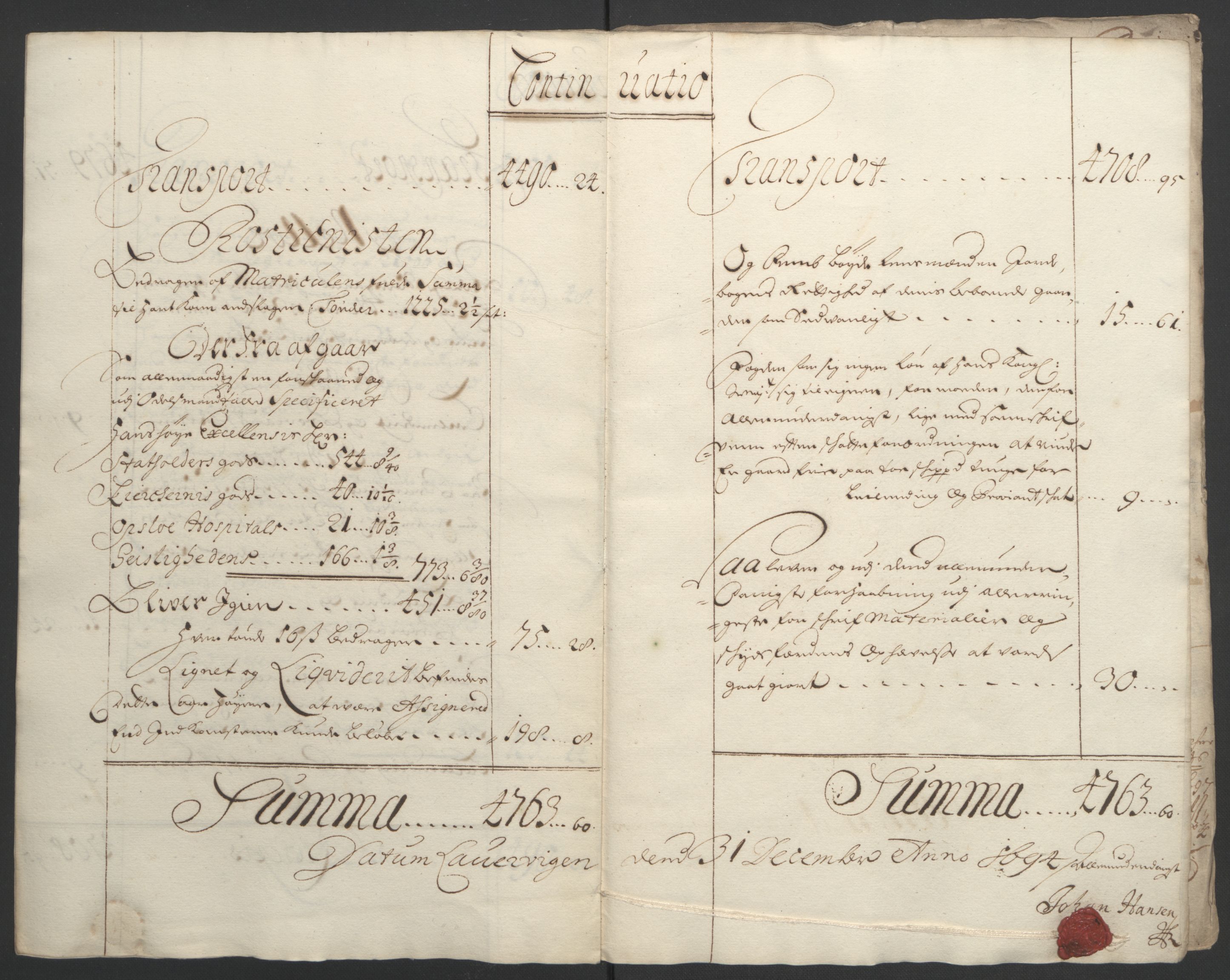 Rentekammeret inntil 1814, Reviderte regnskaper, Fogderegnskap, AV/RA-EA-4092/R33/L1974: Fogderegnskap Larvik grevskap, 1693-1695, p. 79