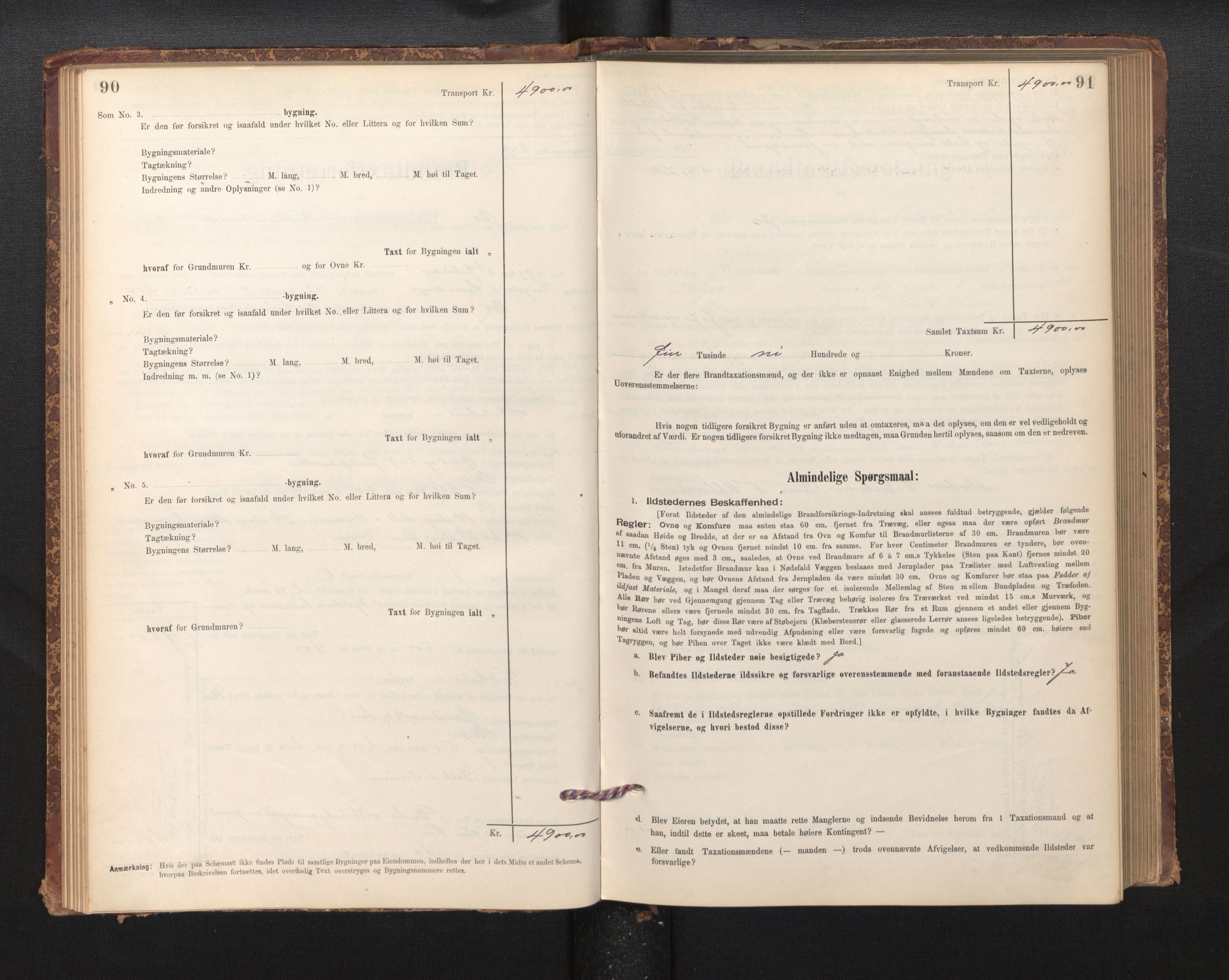 Lensmannen i Os, SAB/A-34101/0012/L0008: Branntakstprotokoll, skjematakst, 1894-1915, p. 90-91